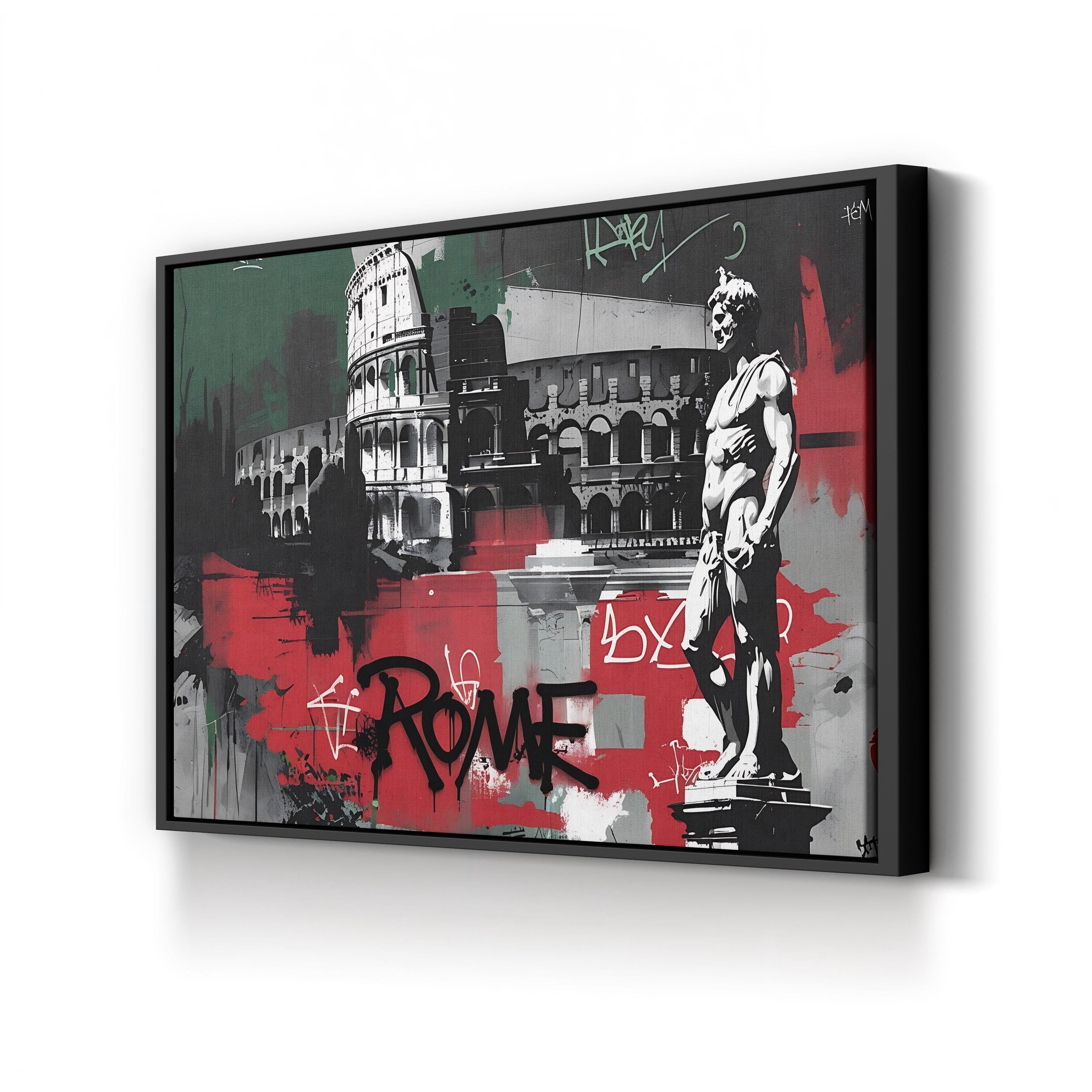 Rome Collage Street Art – Period Illustration Wall Art | Urban Graffiti Canvas Print