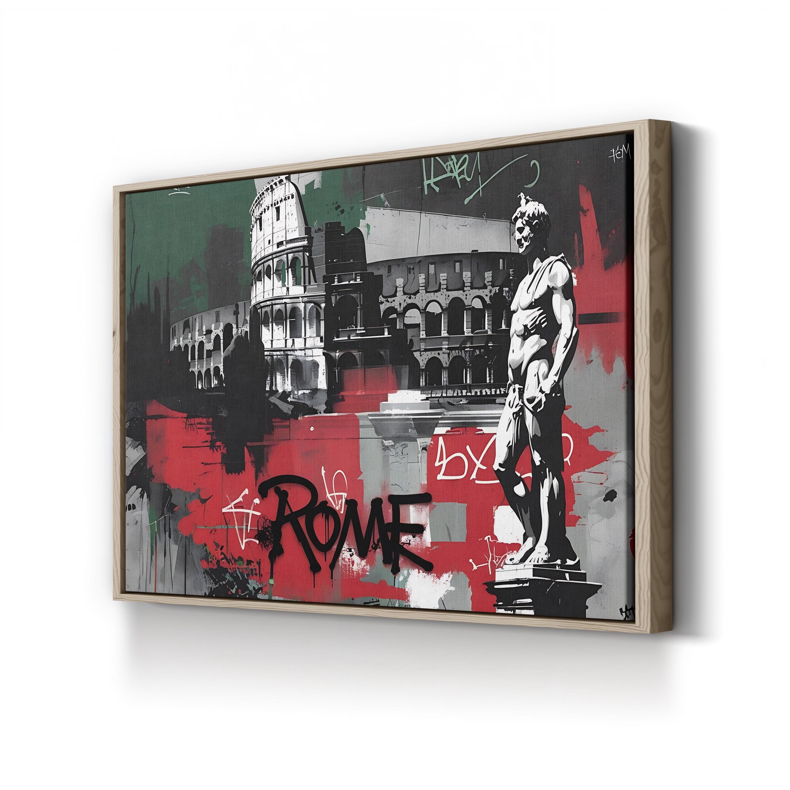 Rome Collage Street Art – Period Illustration Wall Art | Urban Graffiti Canvas Print