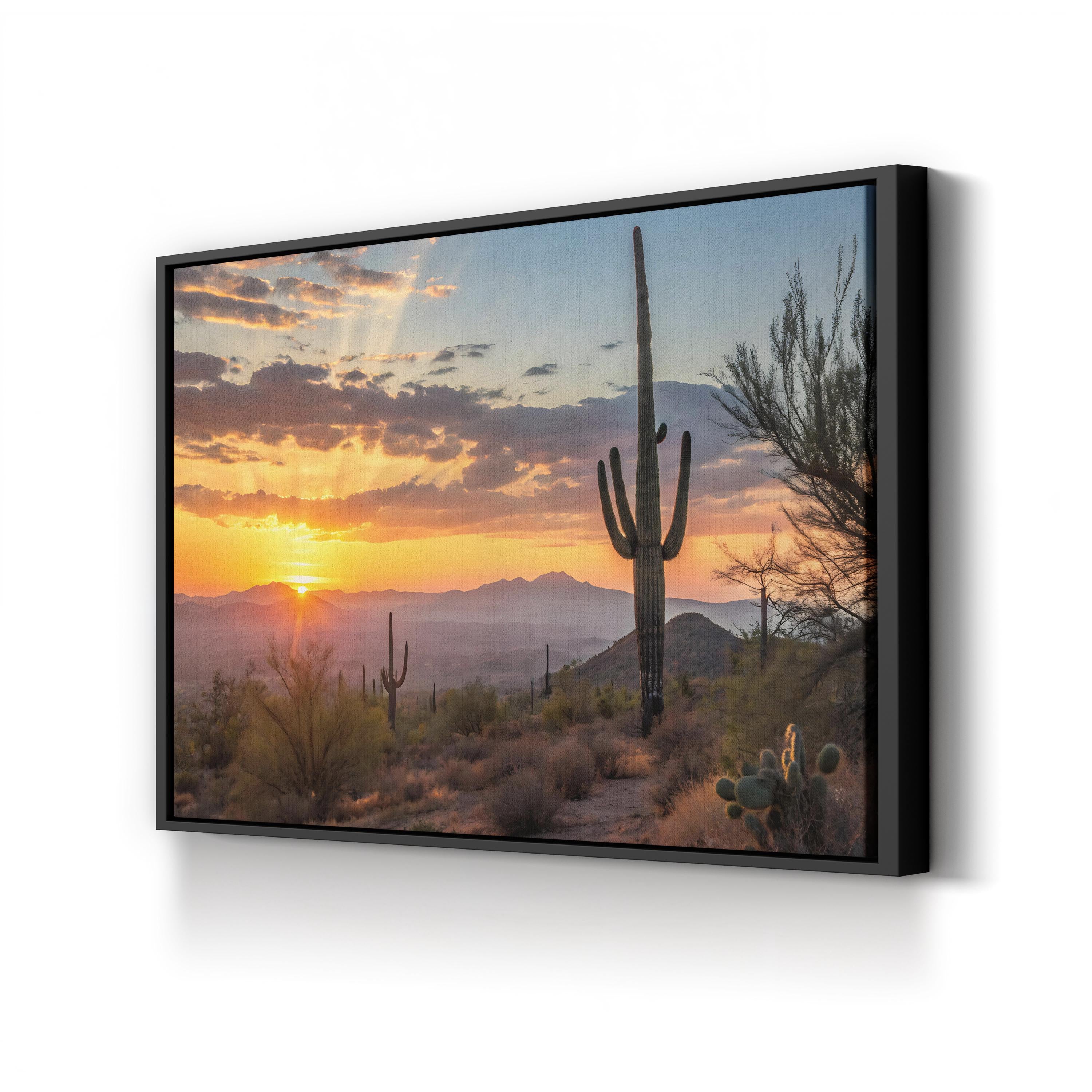 Saguaro Sunrise – Vintage Photography Wall Art | Tucson Desert Landscape Canvas Print