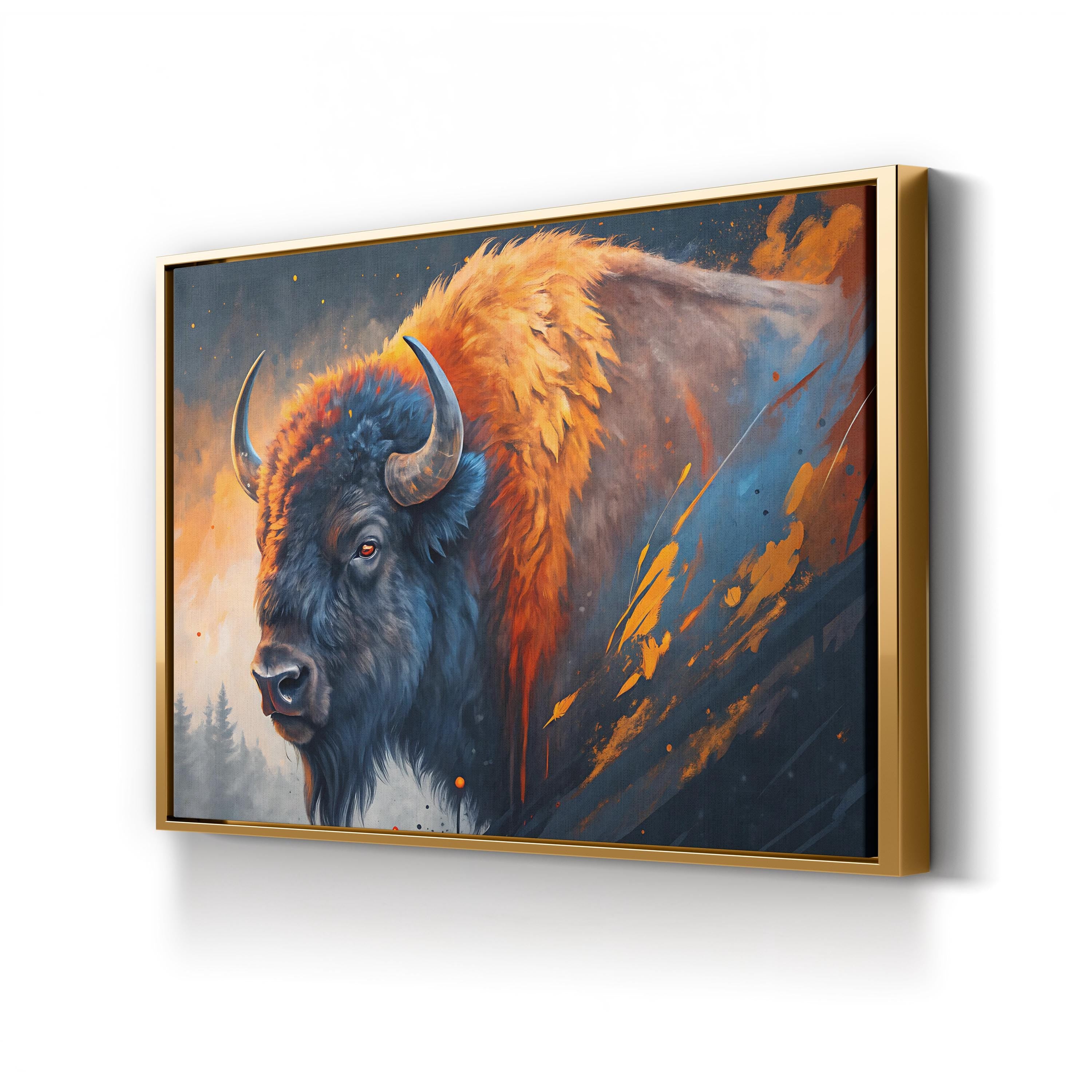 Sacred Buffalo – Period Illustration Wall Art | Wildlife Portrait Canvas Print
