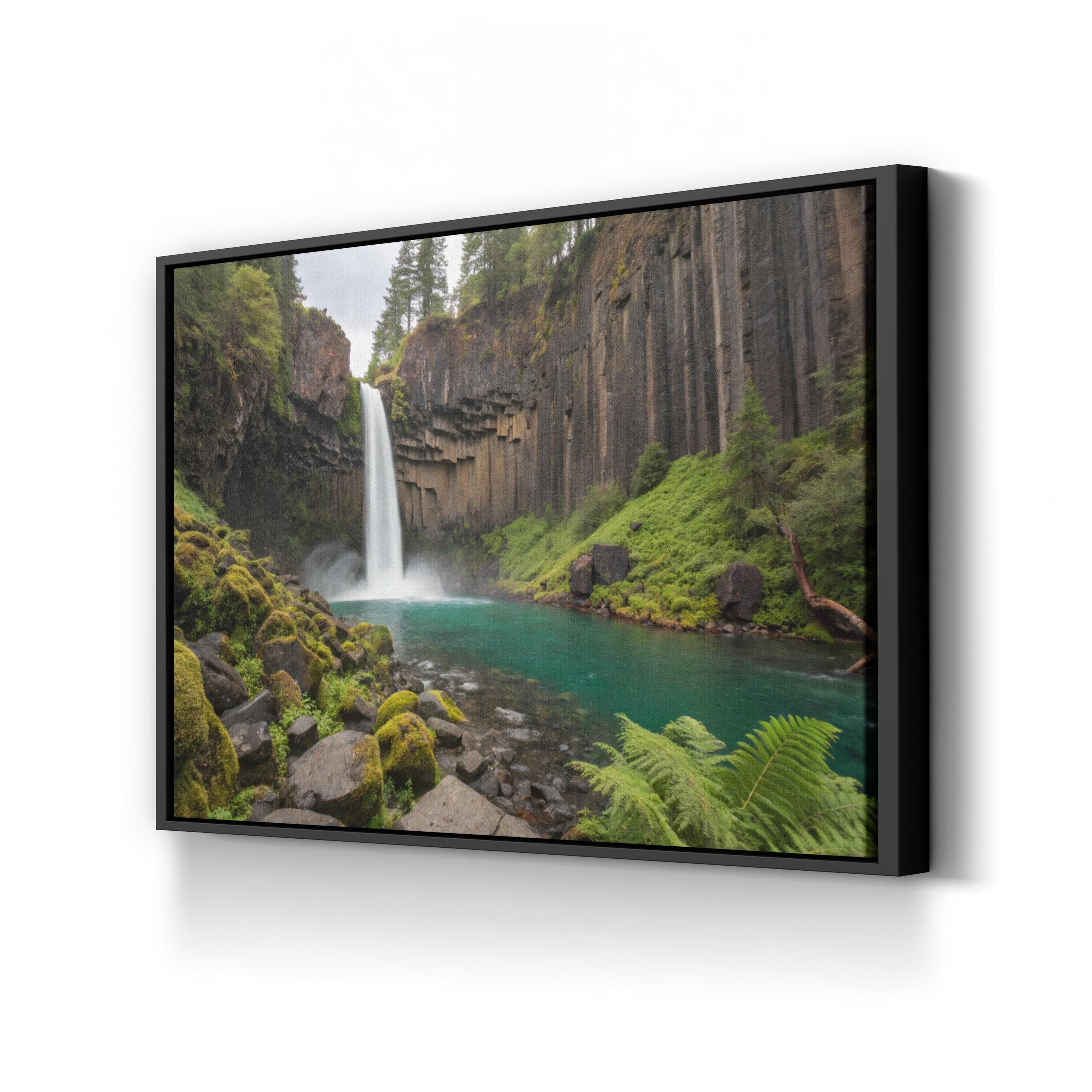 Waterfall Emerald Pool – Vintage Photography Wall Art | Tranquil Nature Canvas Print