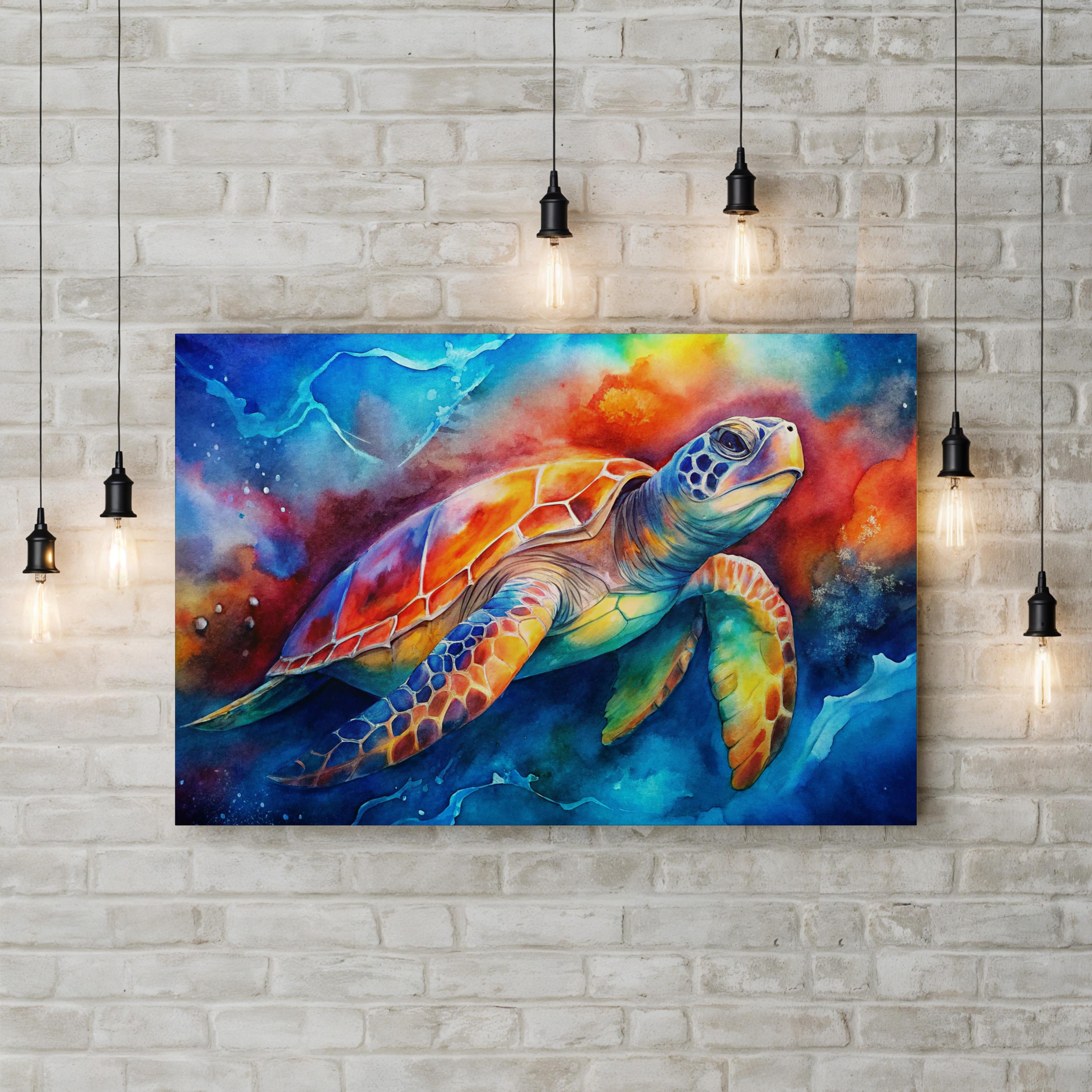 Sea Turtle Watercolor – Period Illustration Wall Art | Coastal Wildlife Canvas Print