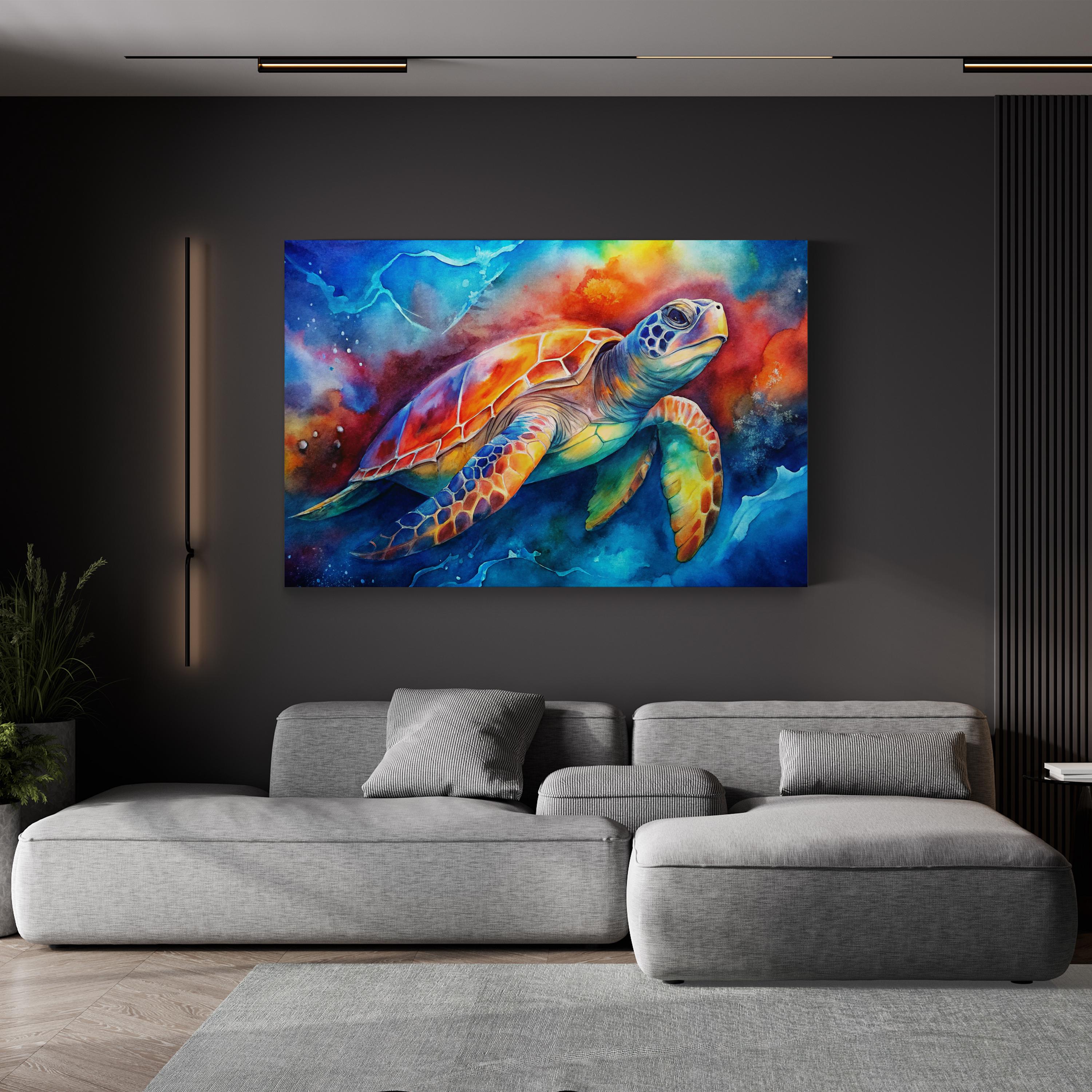 Sea Turtle Watercolor – Period Illustration Wall Art | Coastal Wildlife Canvas Print
