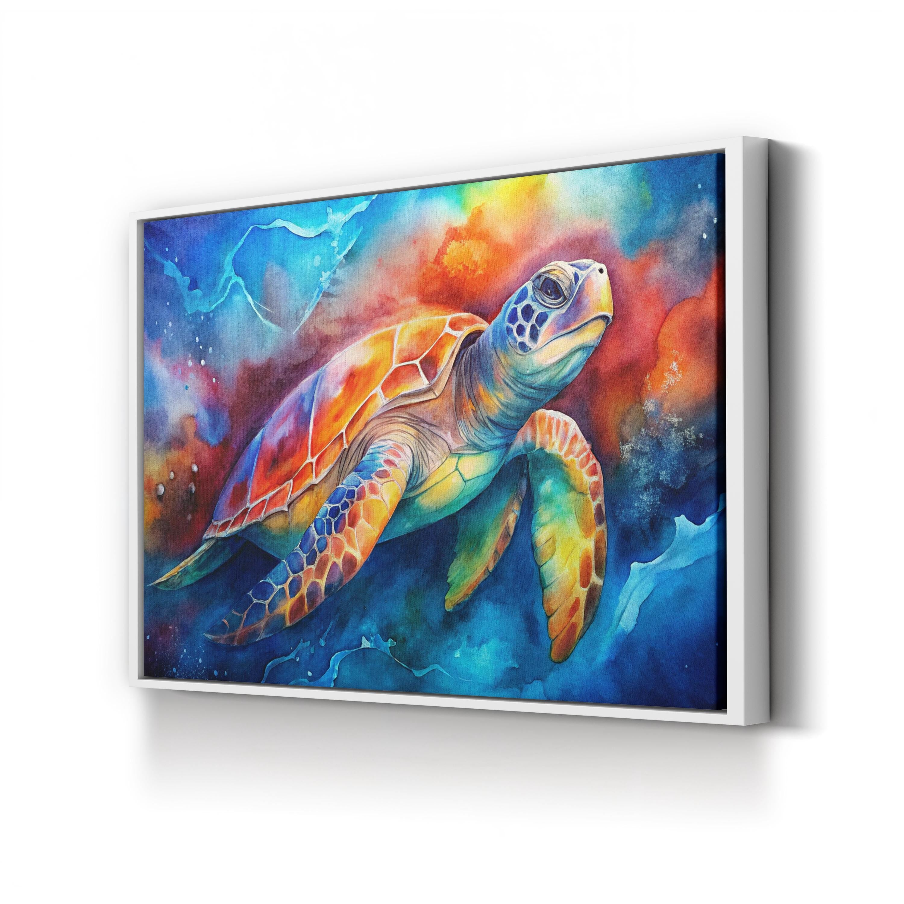 Sea Turtle Watercolor – Period Illustration Wall Art | Coastal Wildlife Canvas Print