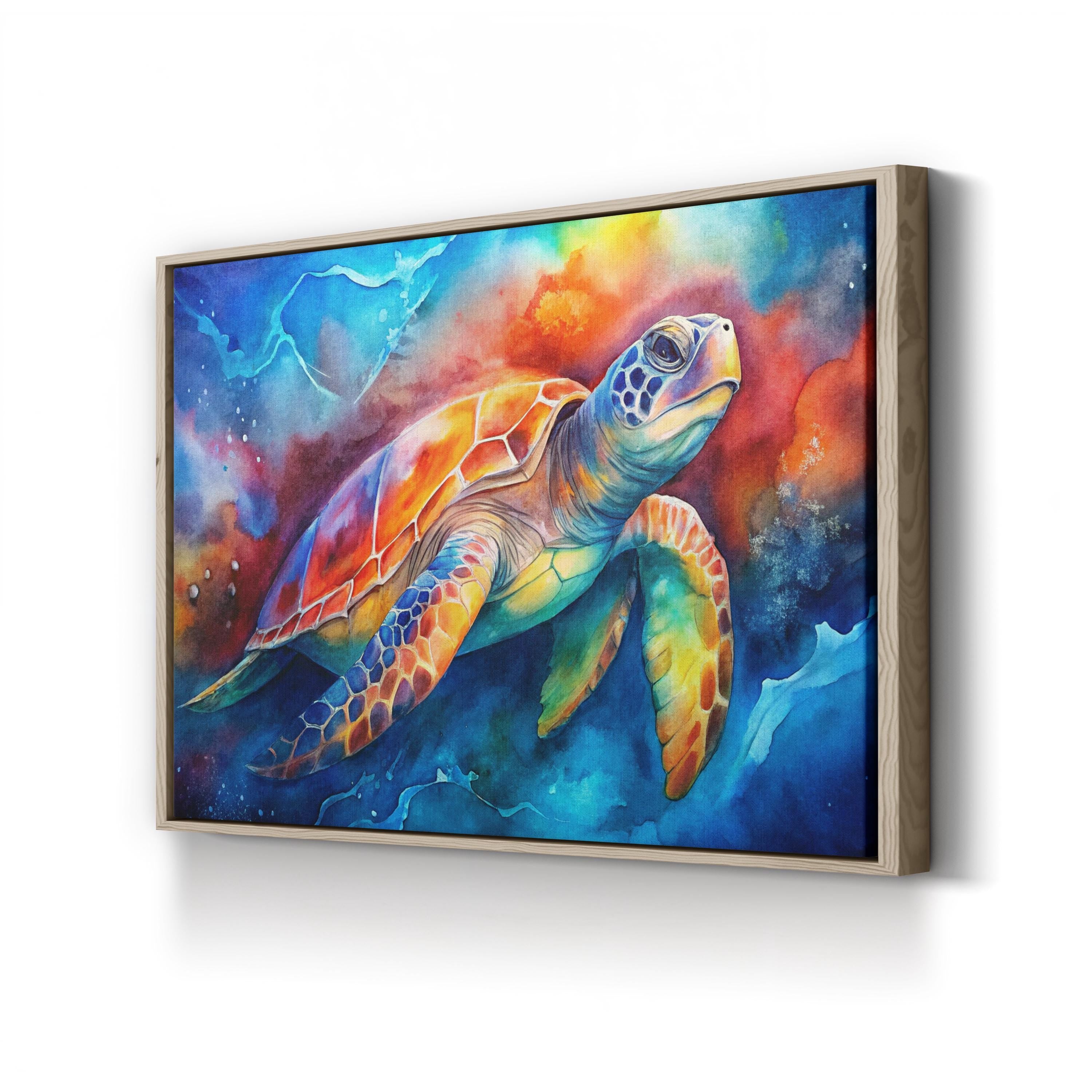 Sea Turtle Watercolor – Period Illustration Wall Art | Coastal Wildlife Canvas Print