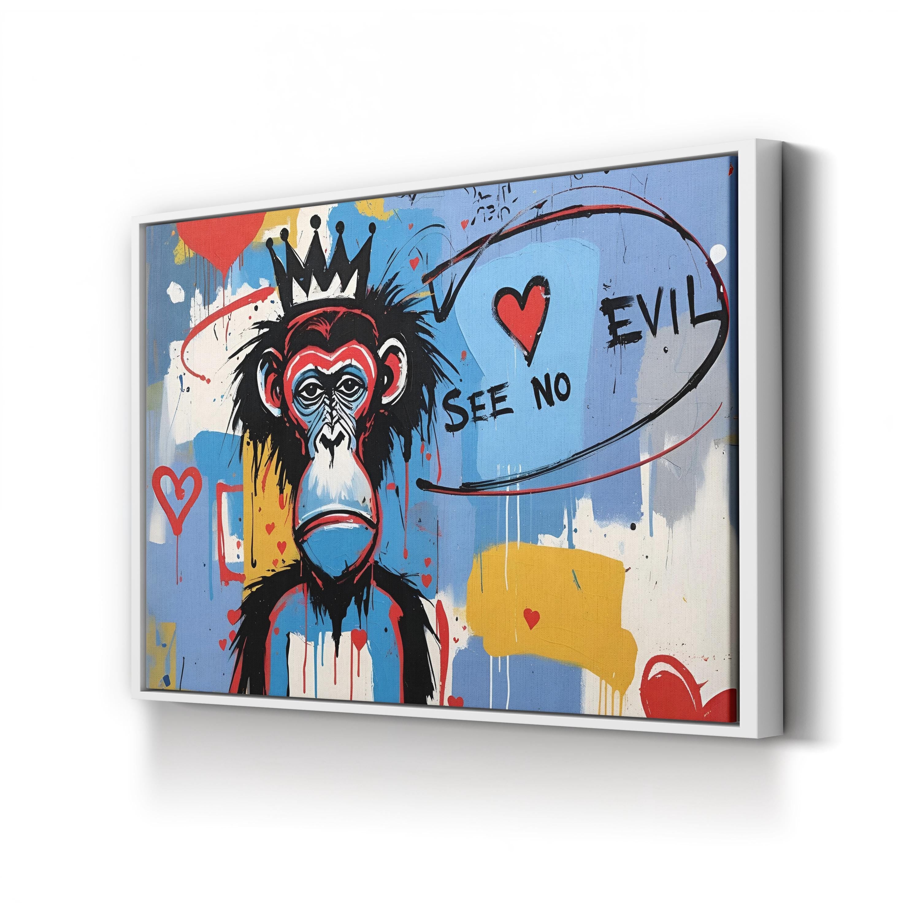 Basquiat Style Crowned Figure – Period Illustration Wall Art | Urban Street Canvas Print