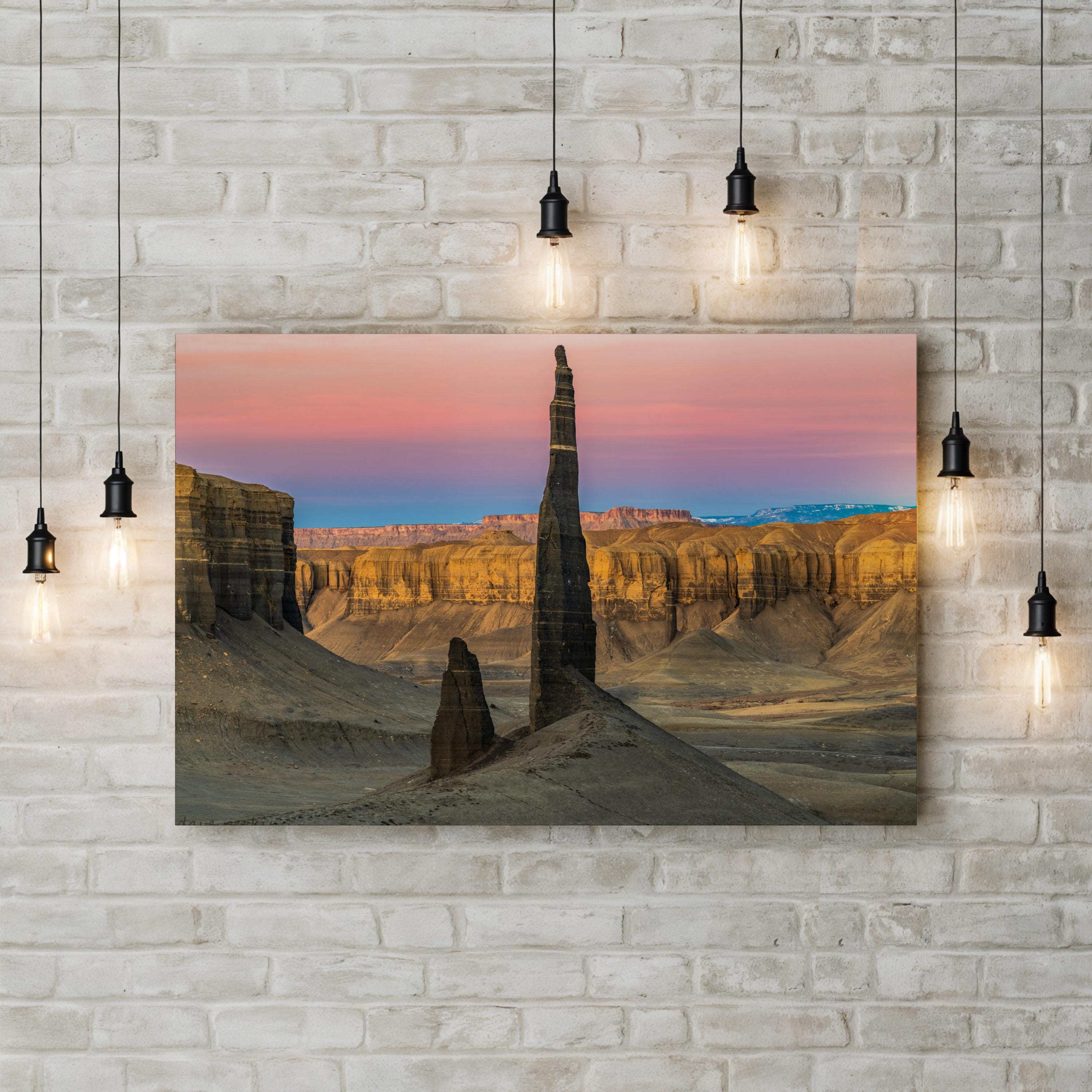 Desert Sunset Rock Pinnacle – Vintage Photography Wall Art | Landscape Canvas Print