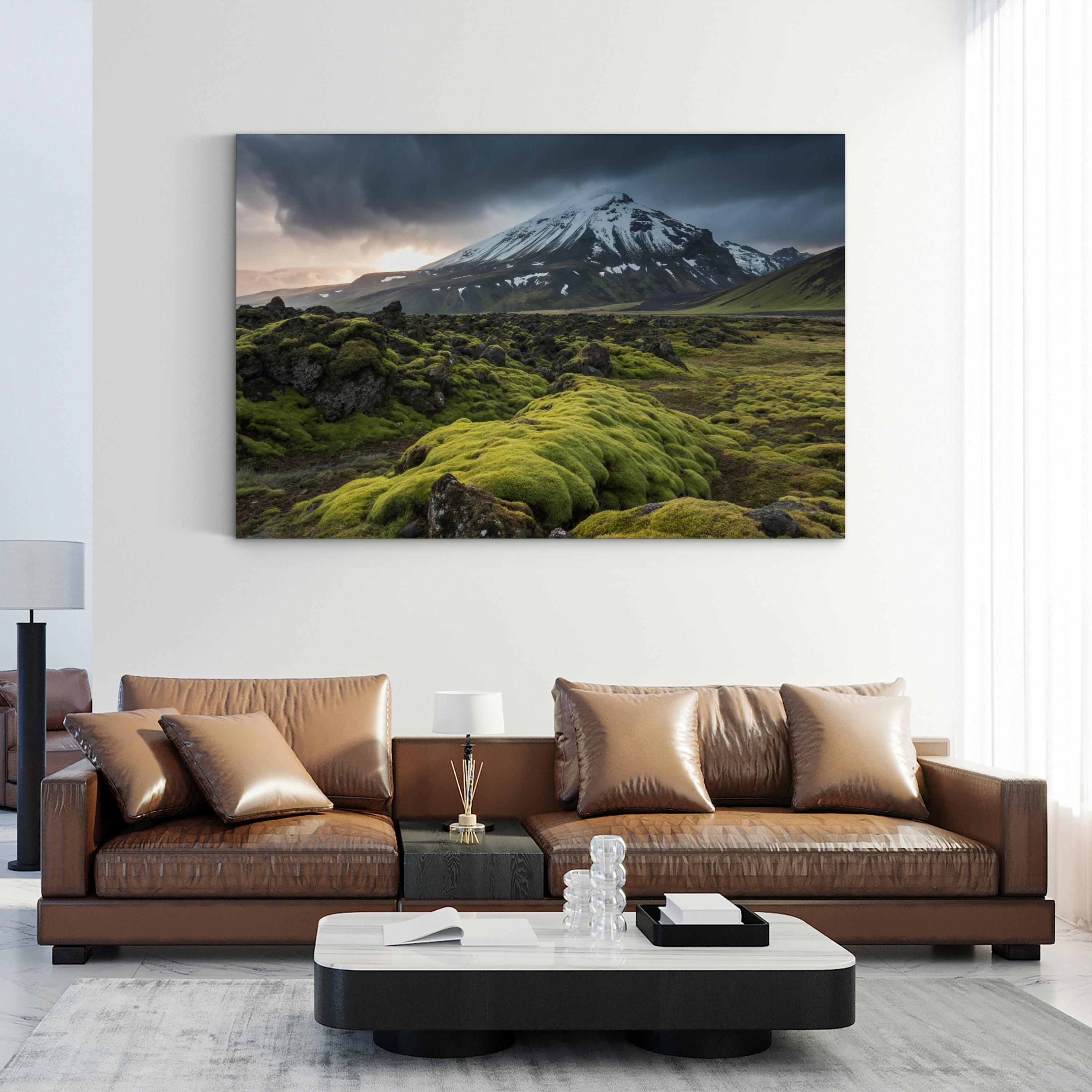 Iceland Snowy Mountain – Vintage Photography Wall Art | Rugged Landscape Canvas Print