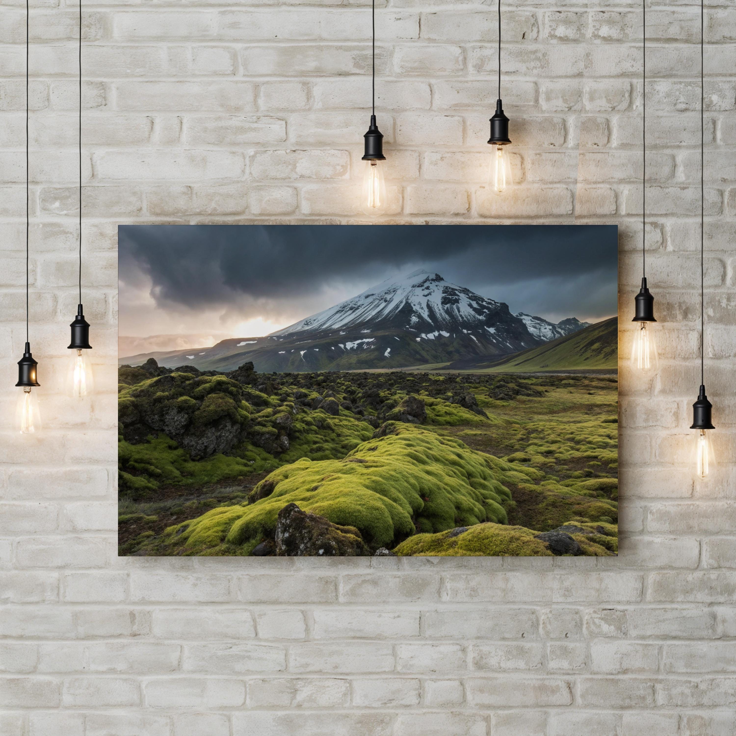 Iceland Snowy Mountain – Vintage Photography Wall Art | Rugged Landscape Canvas Print