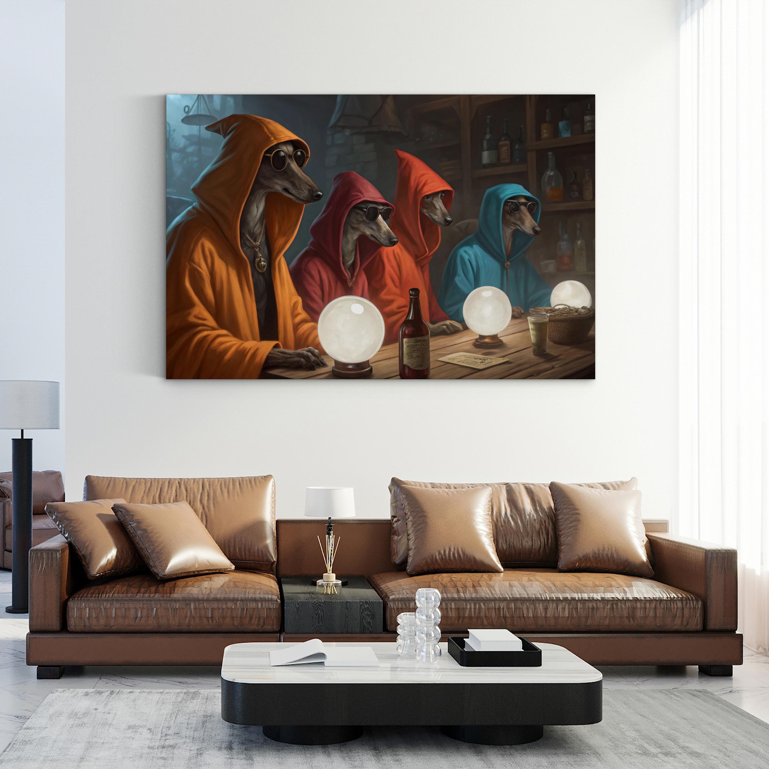 Dogs in Hoodies – Period Illustration Wall Art | Whimsical Animal Canvas Print