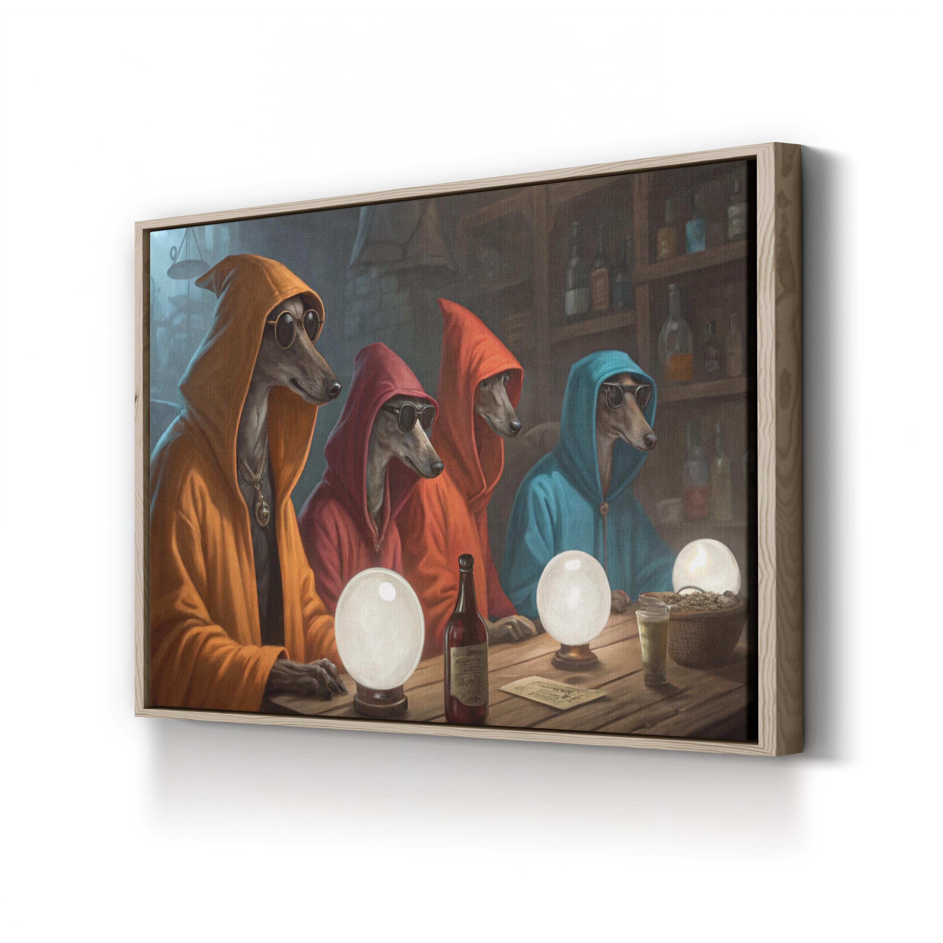 Dogs in Hoodies – Period Illustration Wall Art | Whimsical Animal Canvas Print