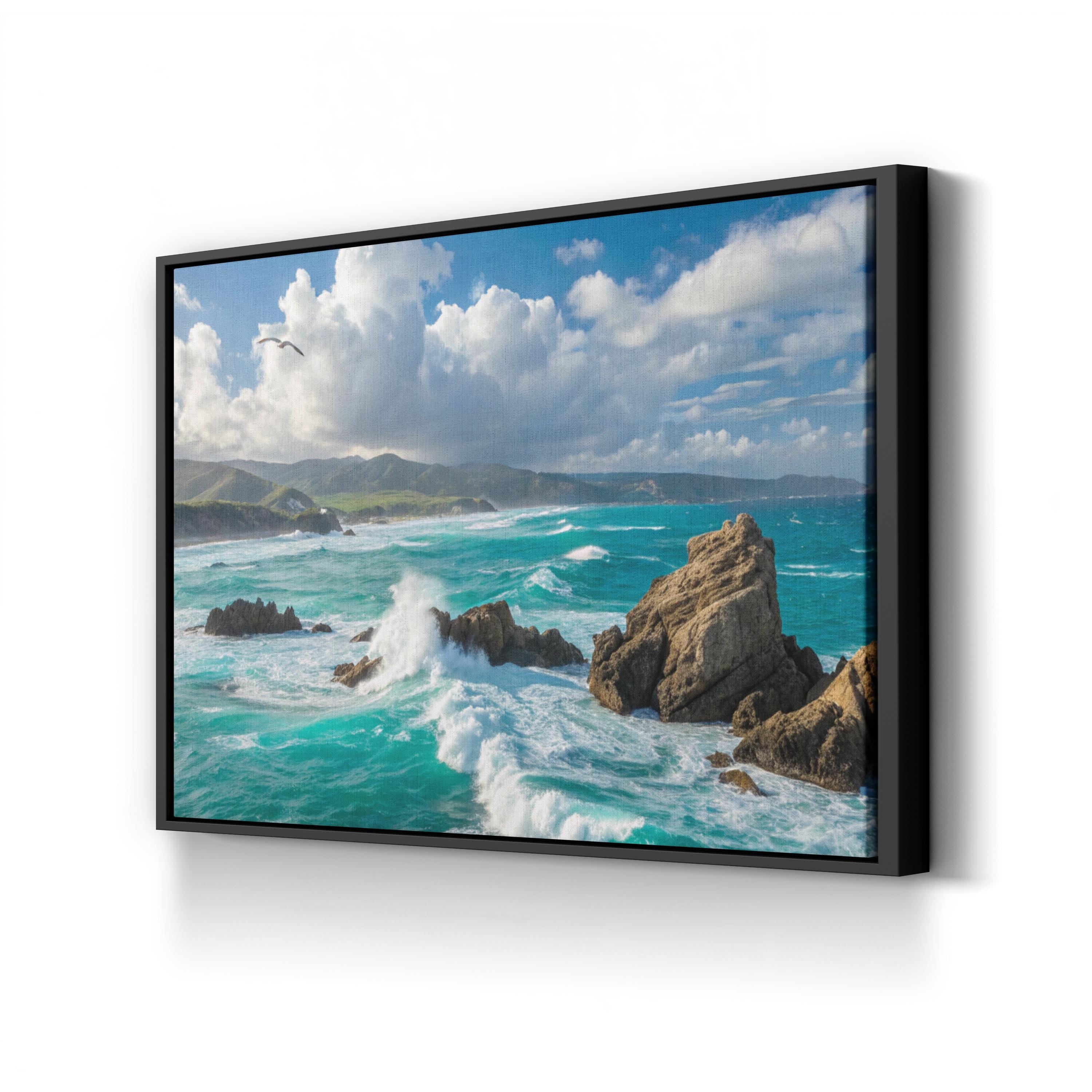 Coastal Ocean Waves Wall Art — Scenic Seascape Canvas Print