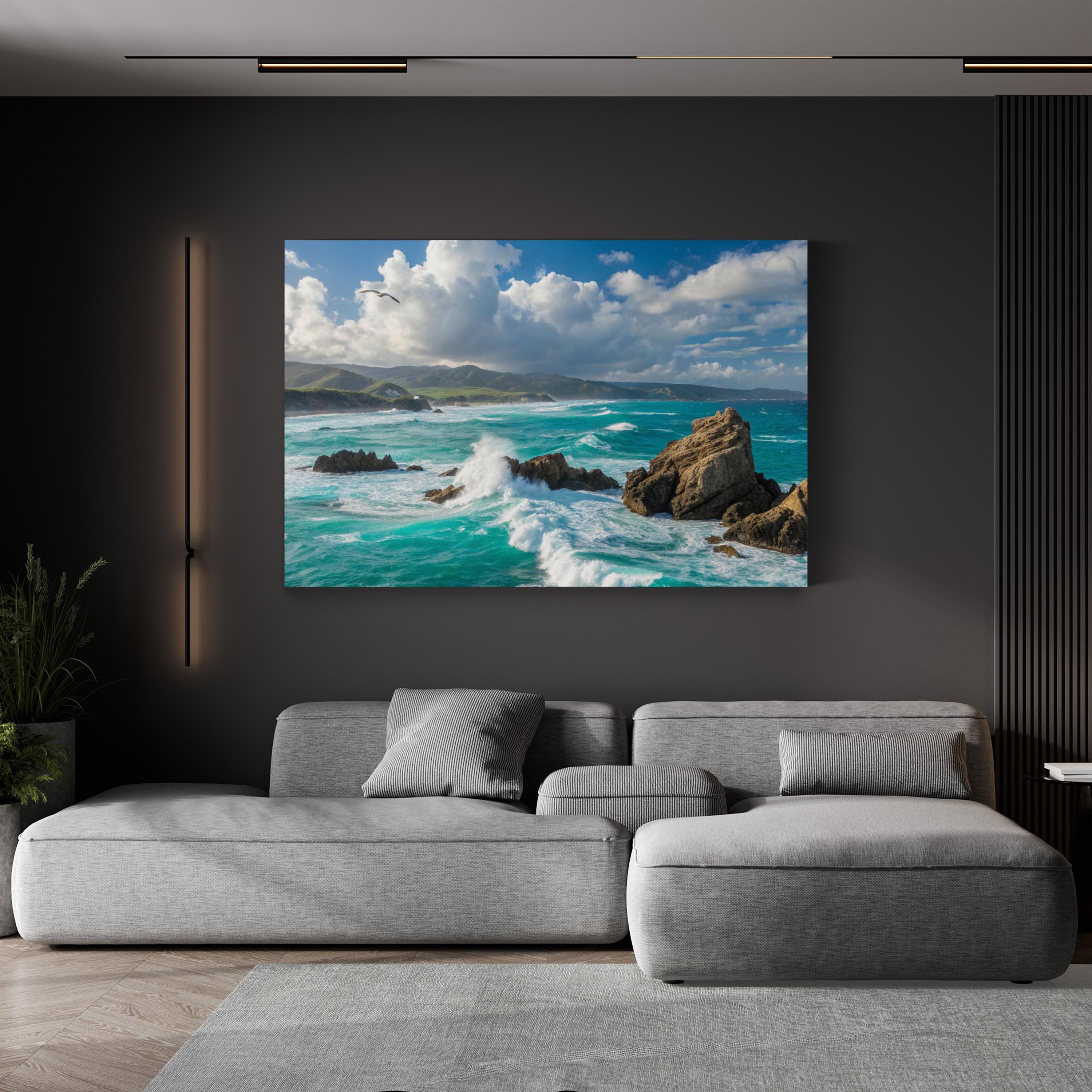 Coastal Ocean Waves Wall Art — Scenic Seascape Canvas Print