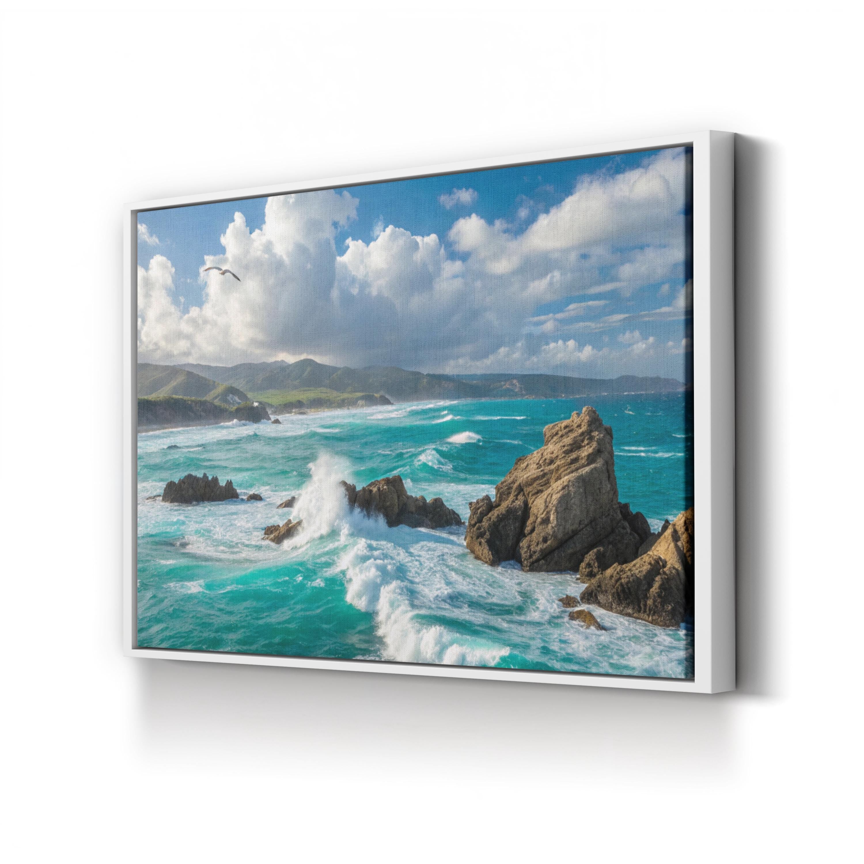 Coastal Ocean Waves Wall Art — Scenic Seascape Canvas Print