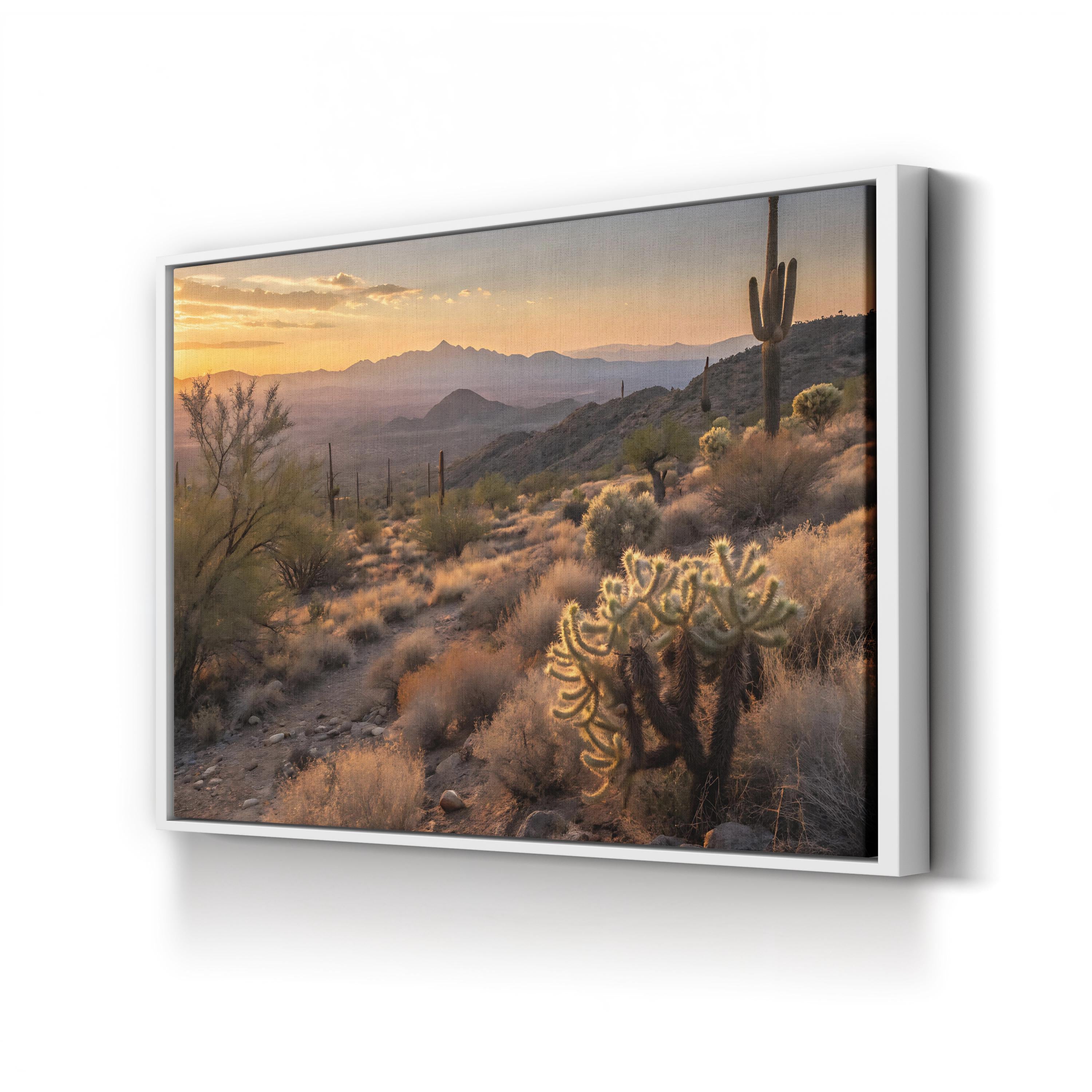 Tucson Desert Sunset – Vintage Photography Wall Art | Arizona Cactus Canvas Print