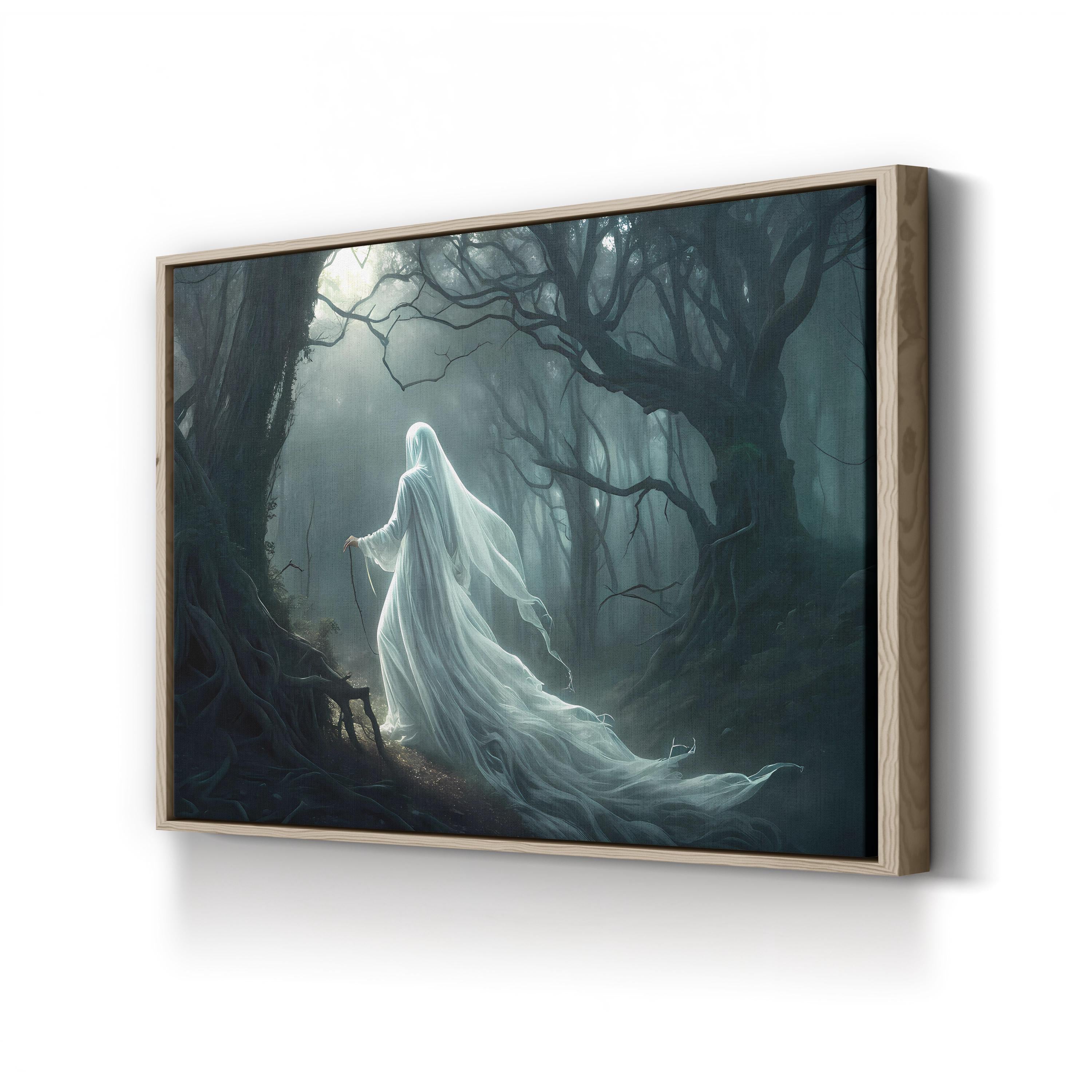 Enchanted Forest – Period Illustration Wall Art | Golden Mystical Landscape Canvas Print