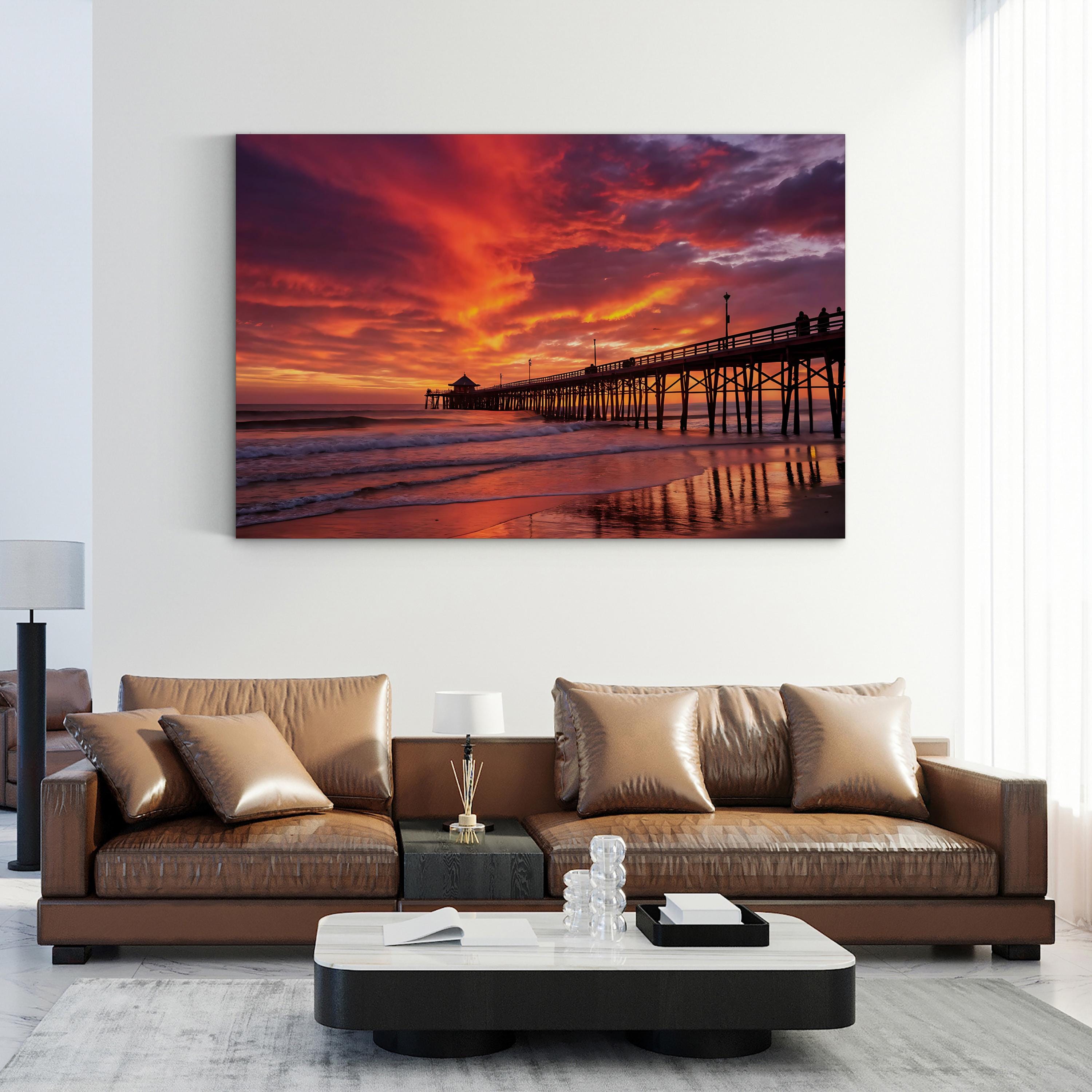 Sunset Pier Seaside – Vintage Photography Wall Art | Coastal Landscape Canvas Print