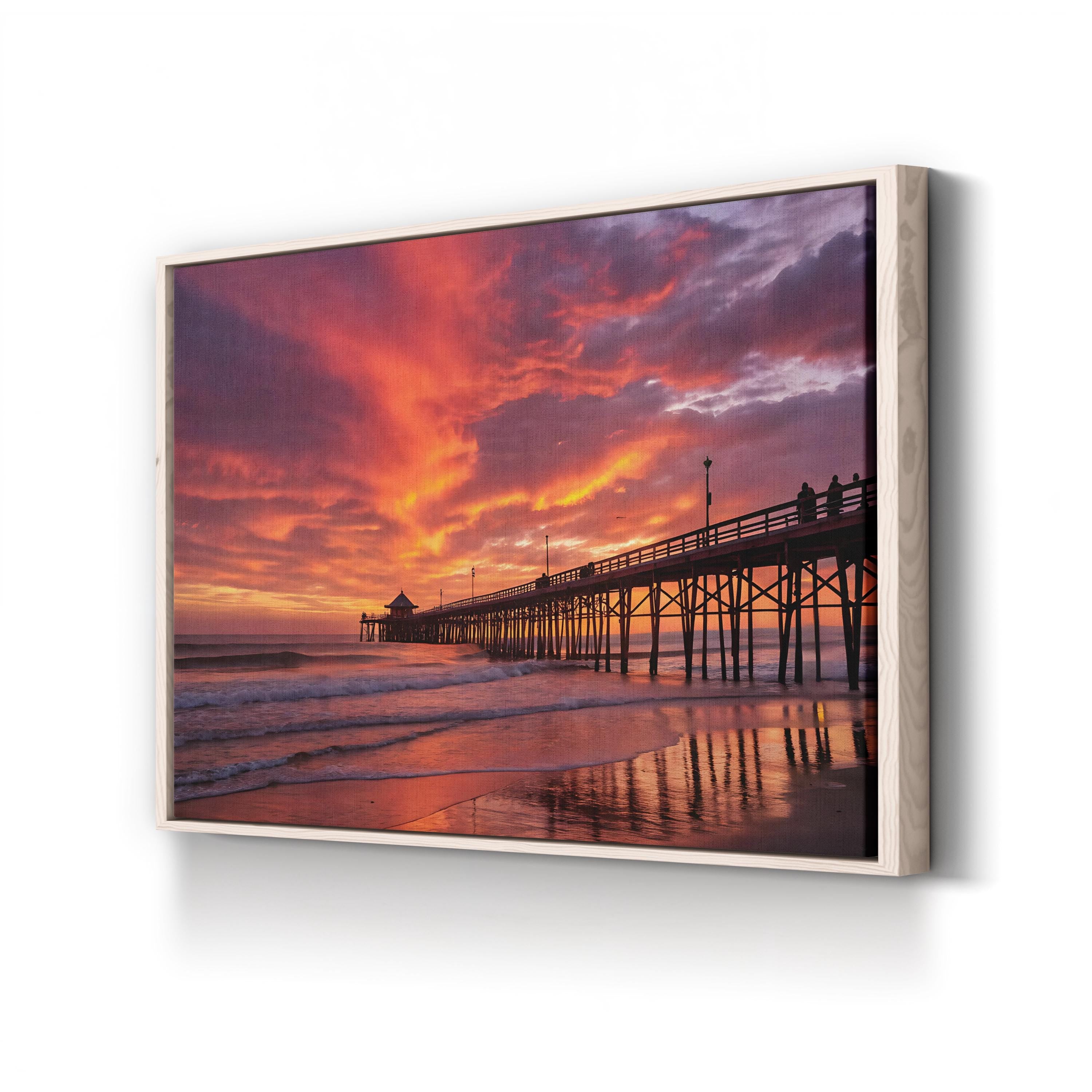 Sunset Pier Seaside – Vintage Photography Wall Art | Coastal Landscape Canvas Print