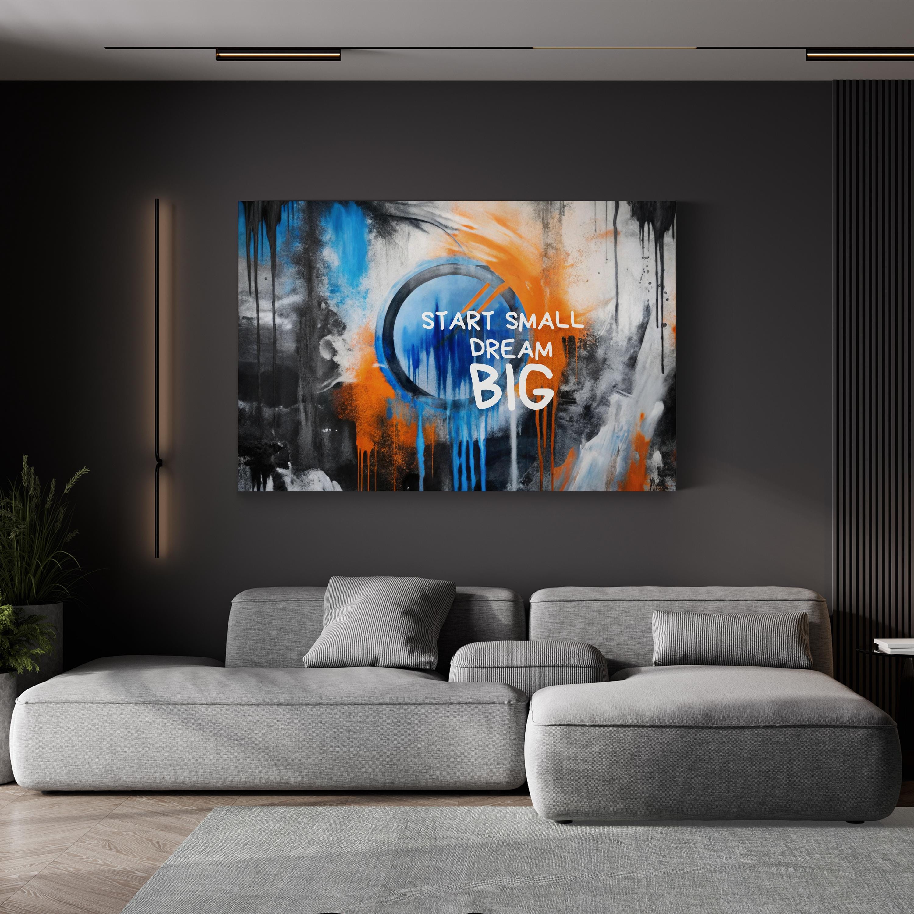 Inspirational Graffiti Canvas Art: Start Small Dream Big - Modern Home Decor
