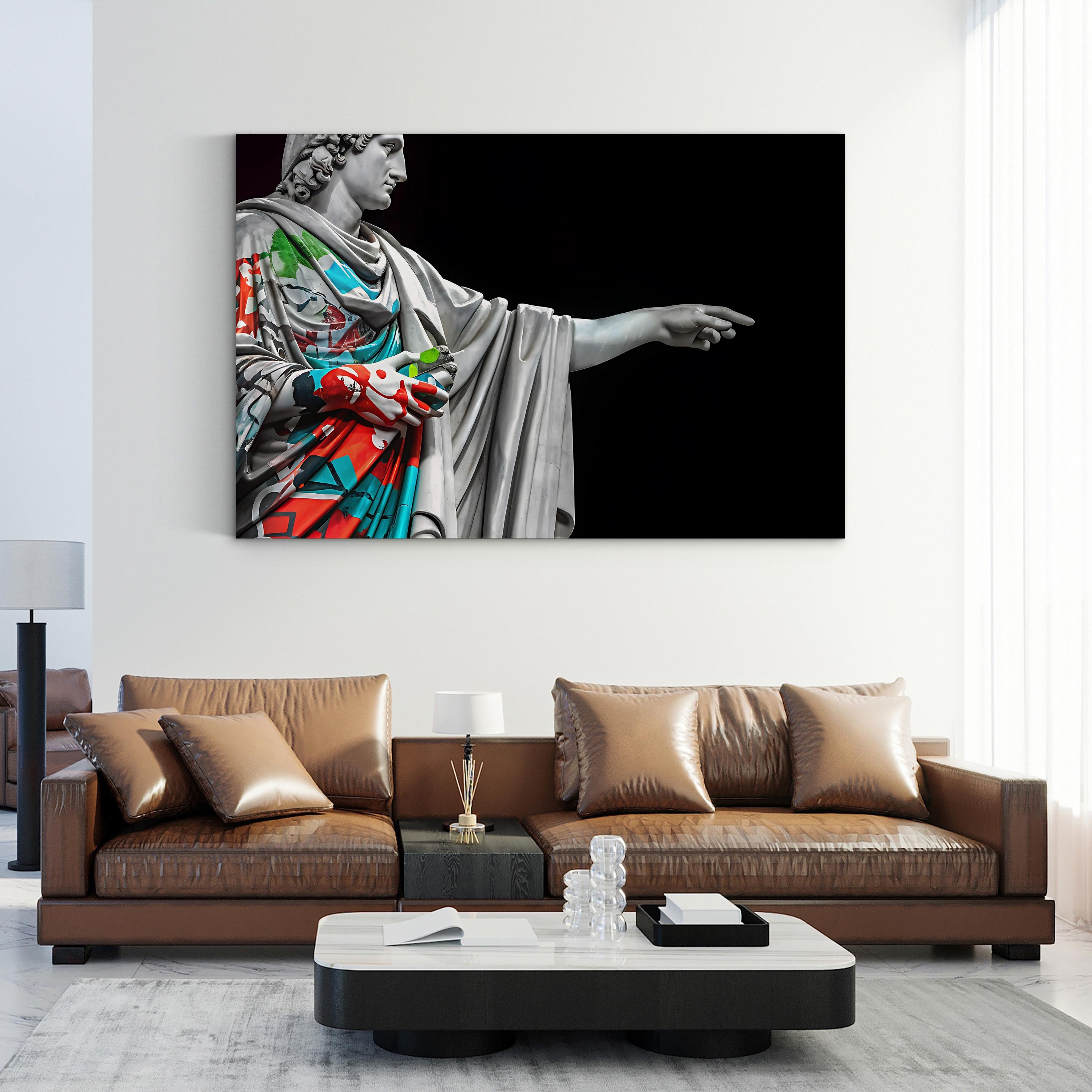 Statue of Trust Graffiti – Period Illustration Wall Art | Modern Urban Canvas Print
