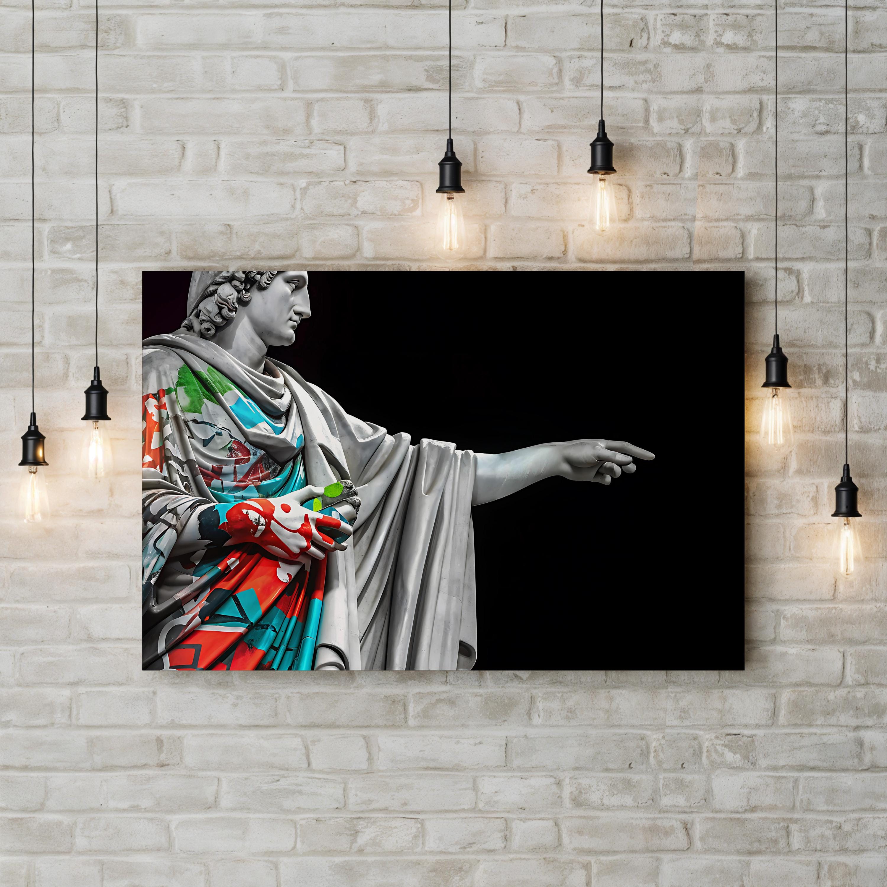 Statue of Trust Graffiti – Period Illustration Wall Art | Modern Urban Canvas Print