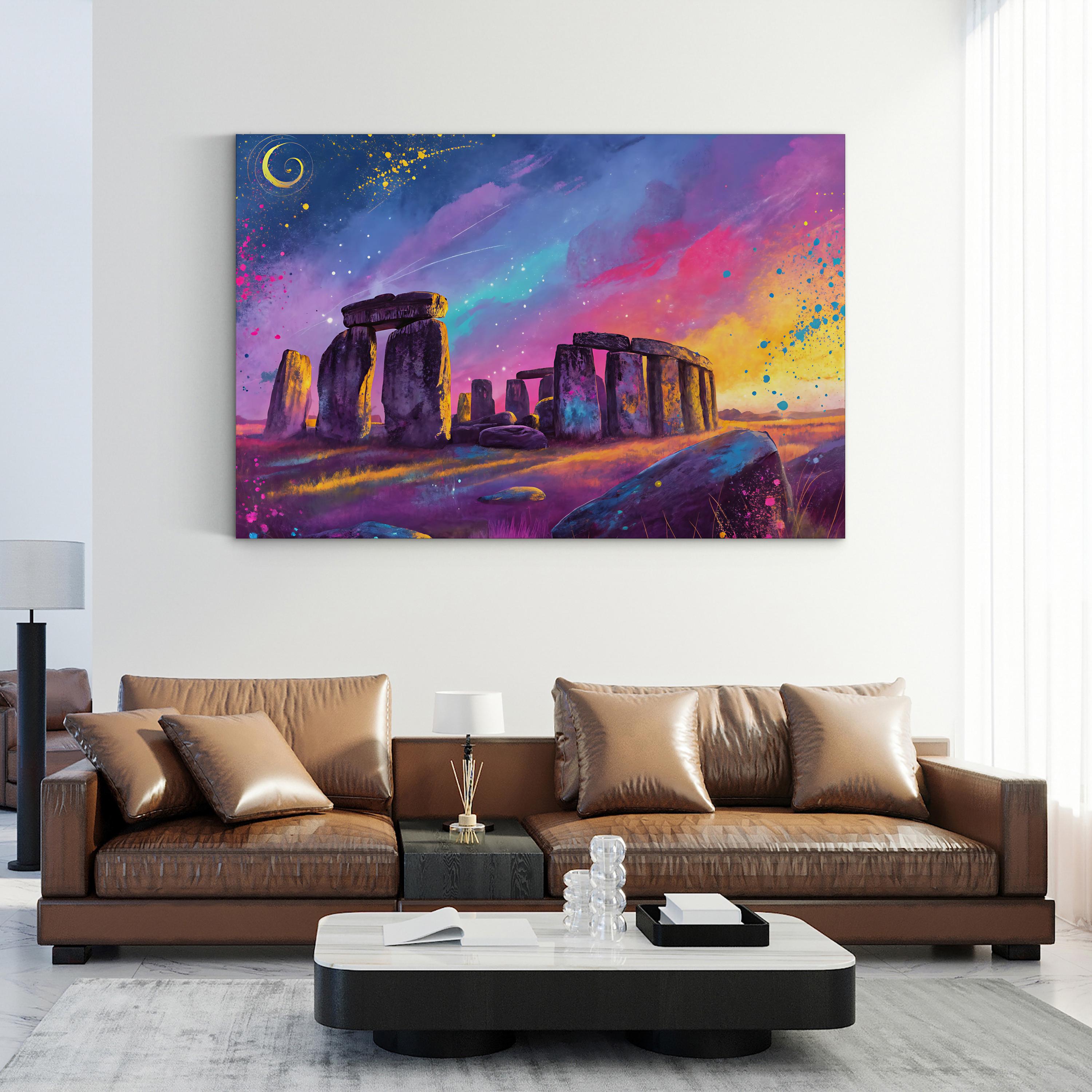 Stonehenge – Period Illustration Wall Art | Mystical Monument Landscape Canvas Print