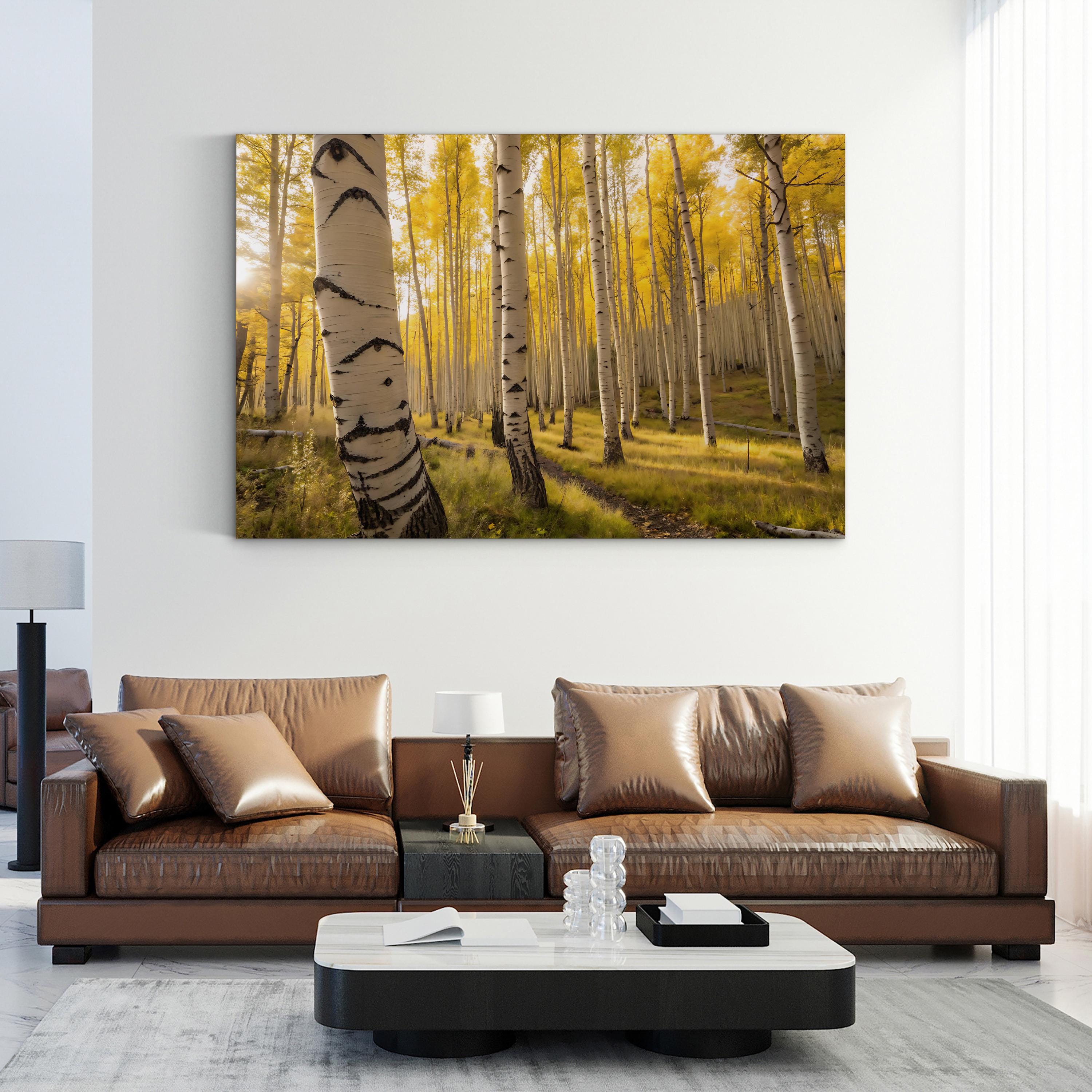 Golden Aspen Mountain Landscape – Vintage Photography Wall Art | Autumn Canvas Print