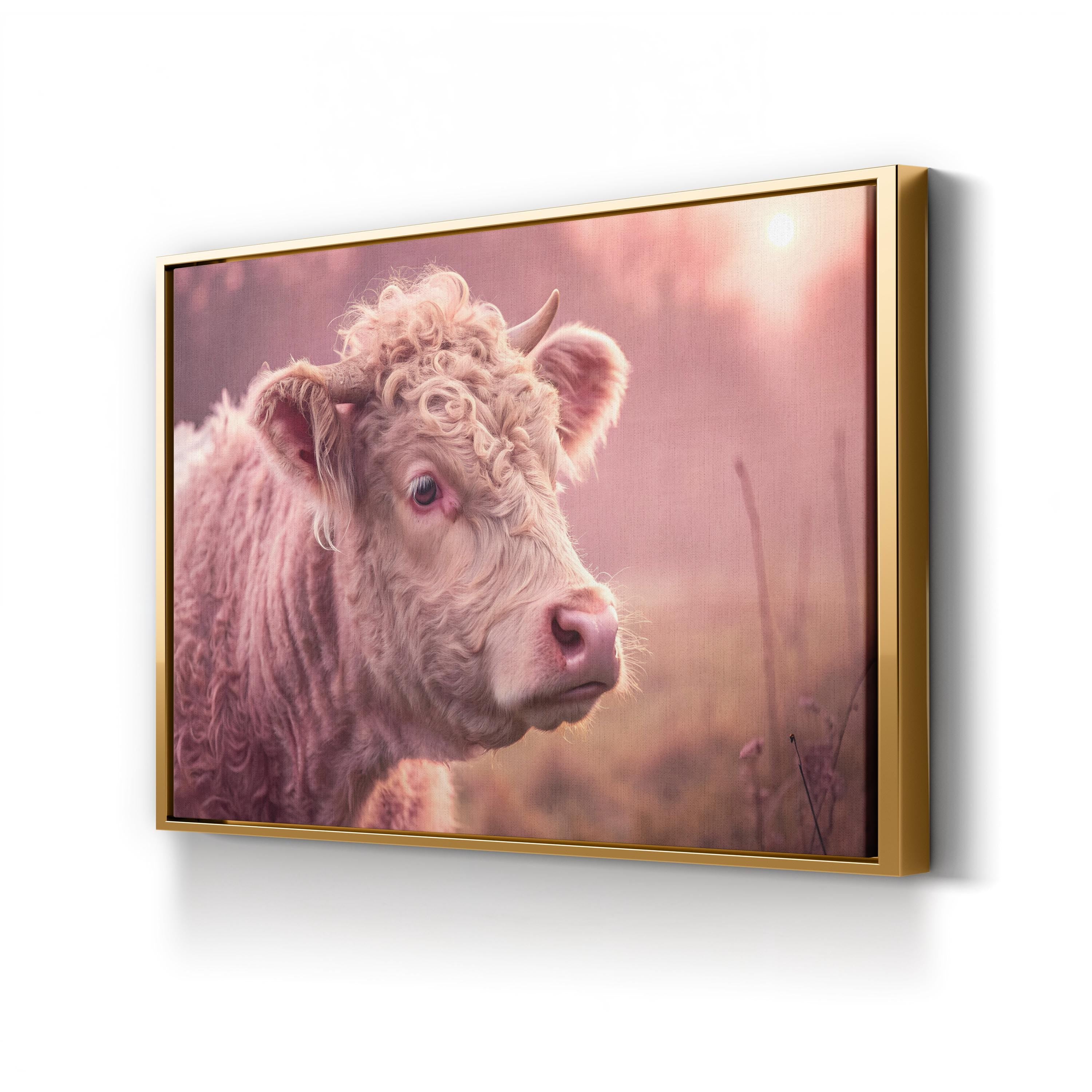 Calf Portrait Canvas – Neutral Farm Animal Wall Art