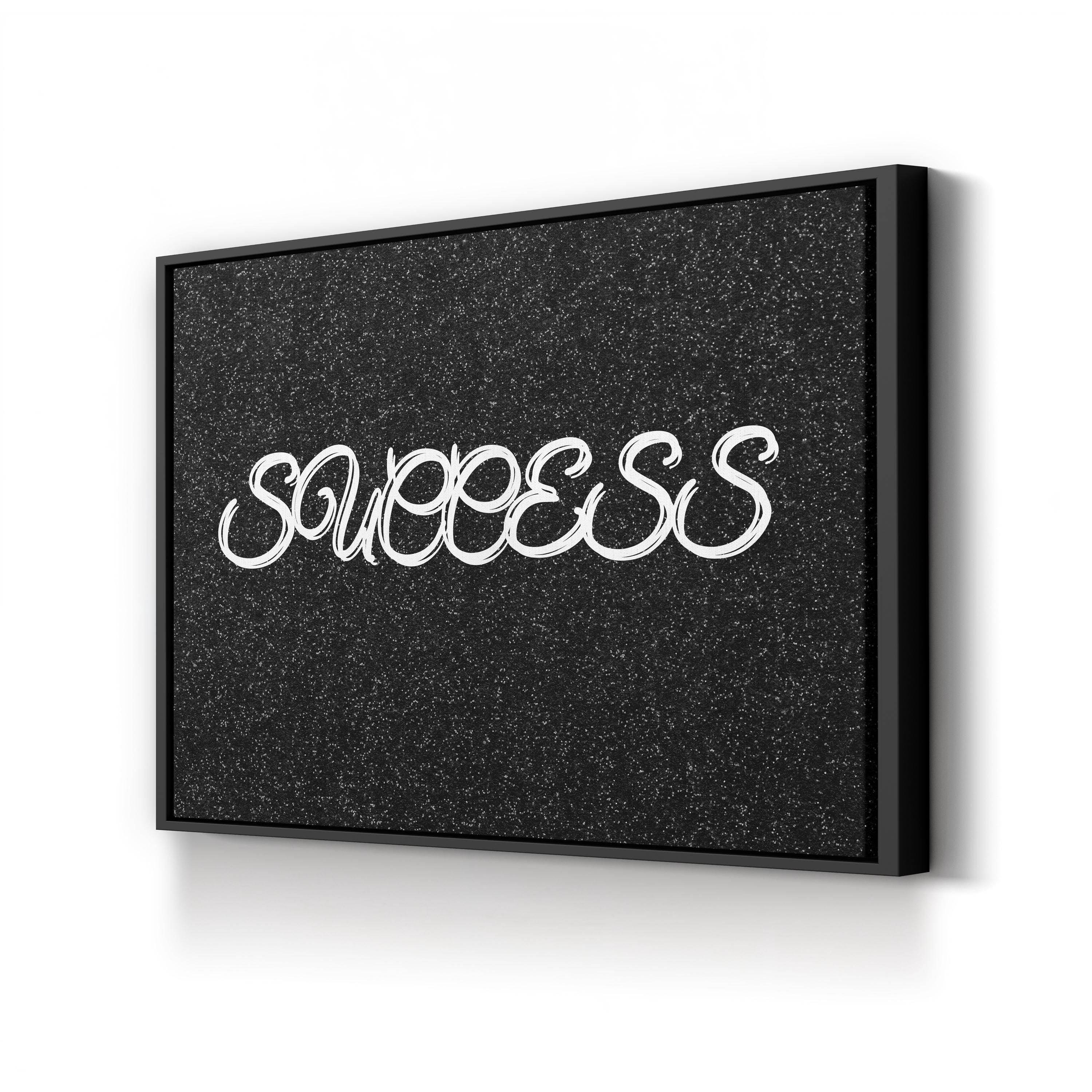 Success Calligraphy Wall Art | Black & White Inspirational Typography Canvas