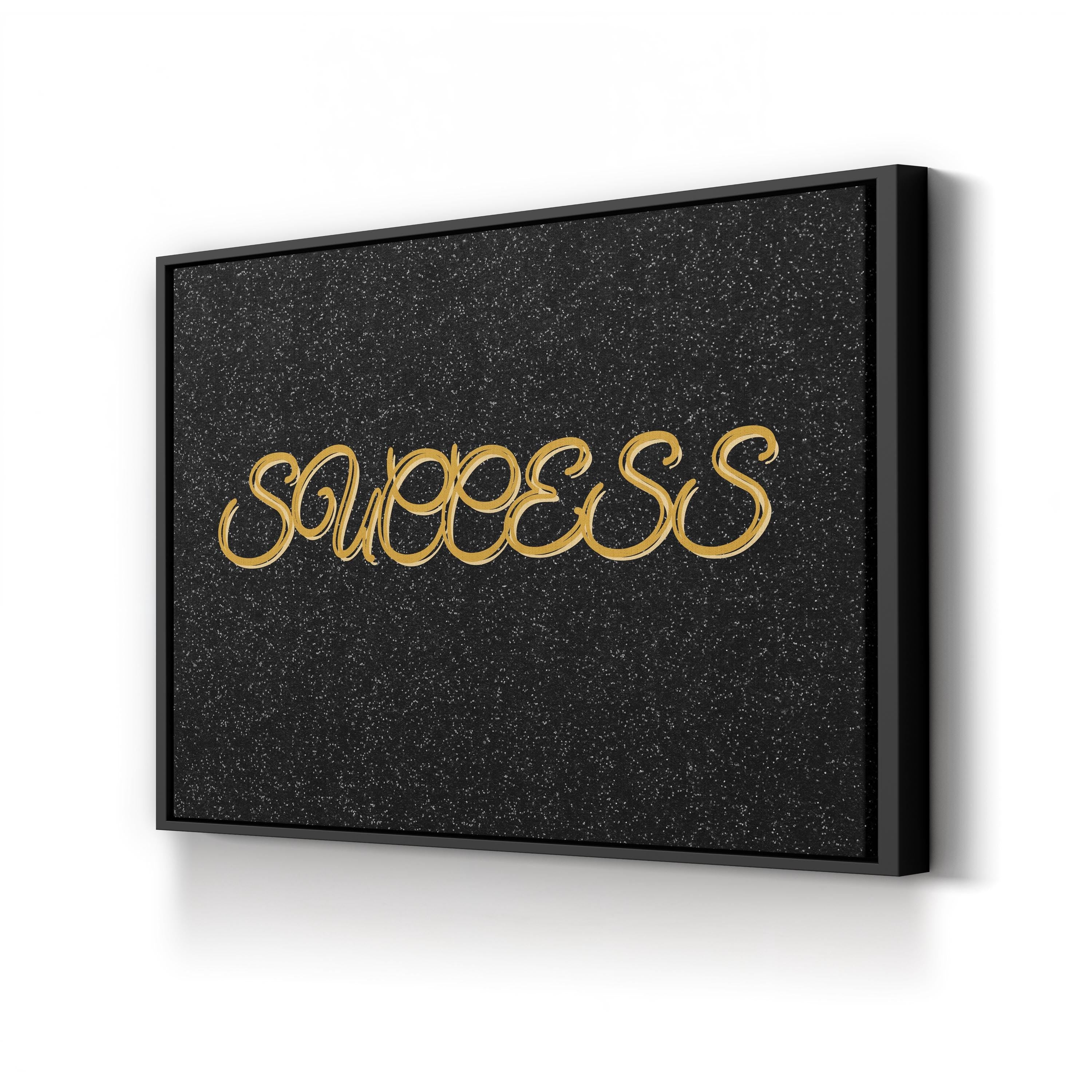 Success Calligraphy Wall Art | Black & Gold Inspirational Typography Canvas