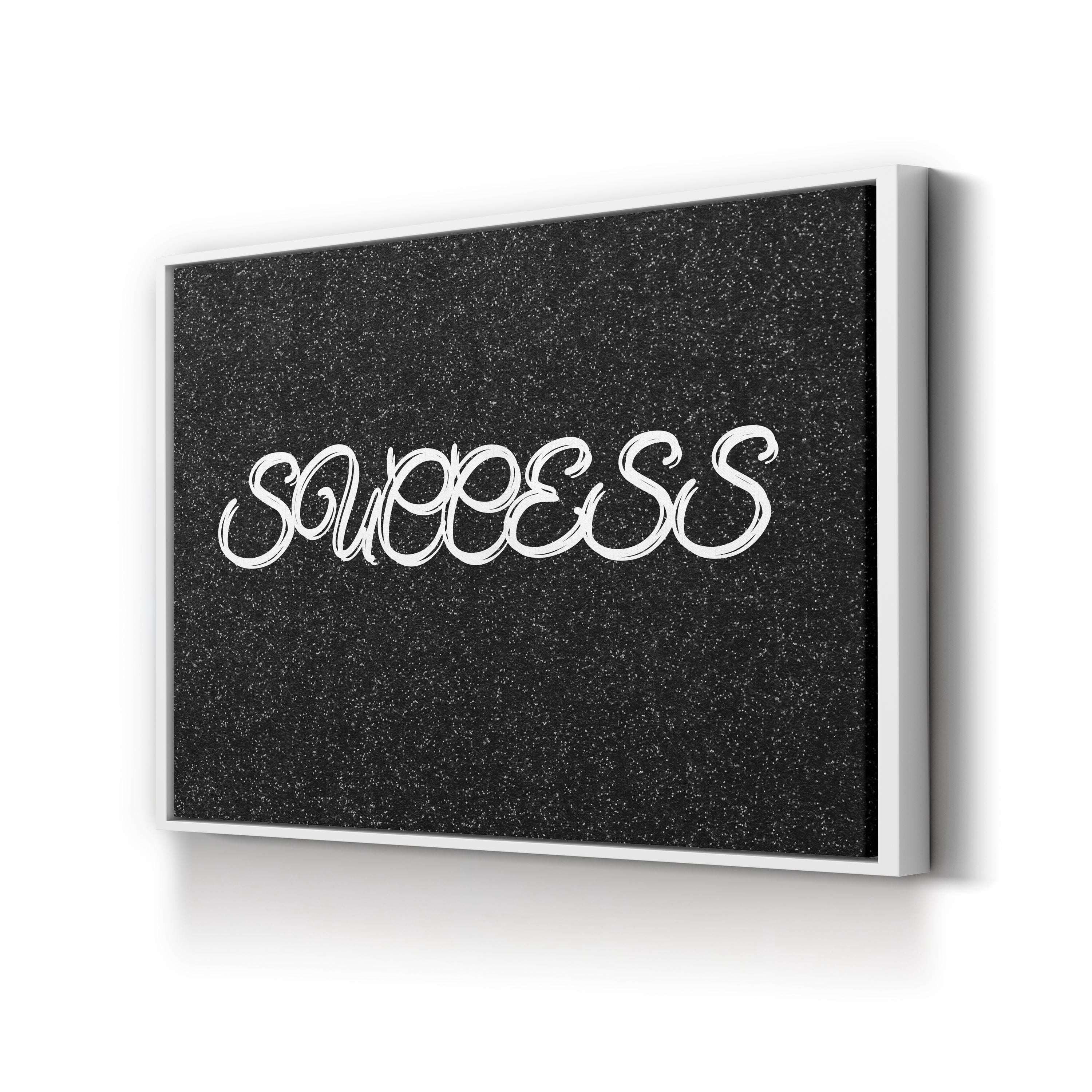 Success Calligraphy Wall Art | Black & White Inspirational Typography Canvas