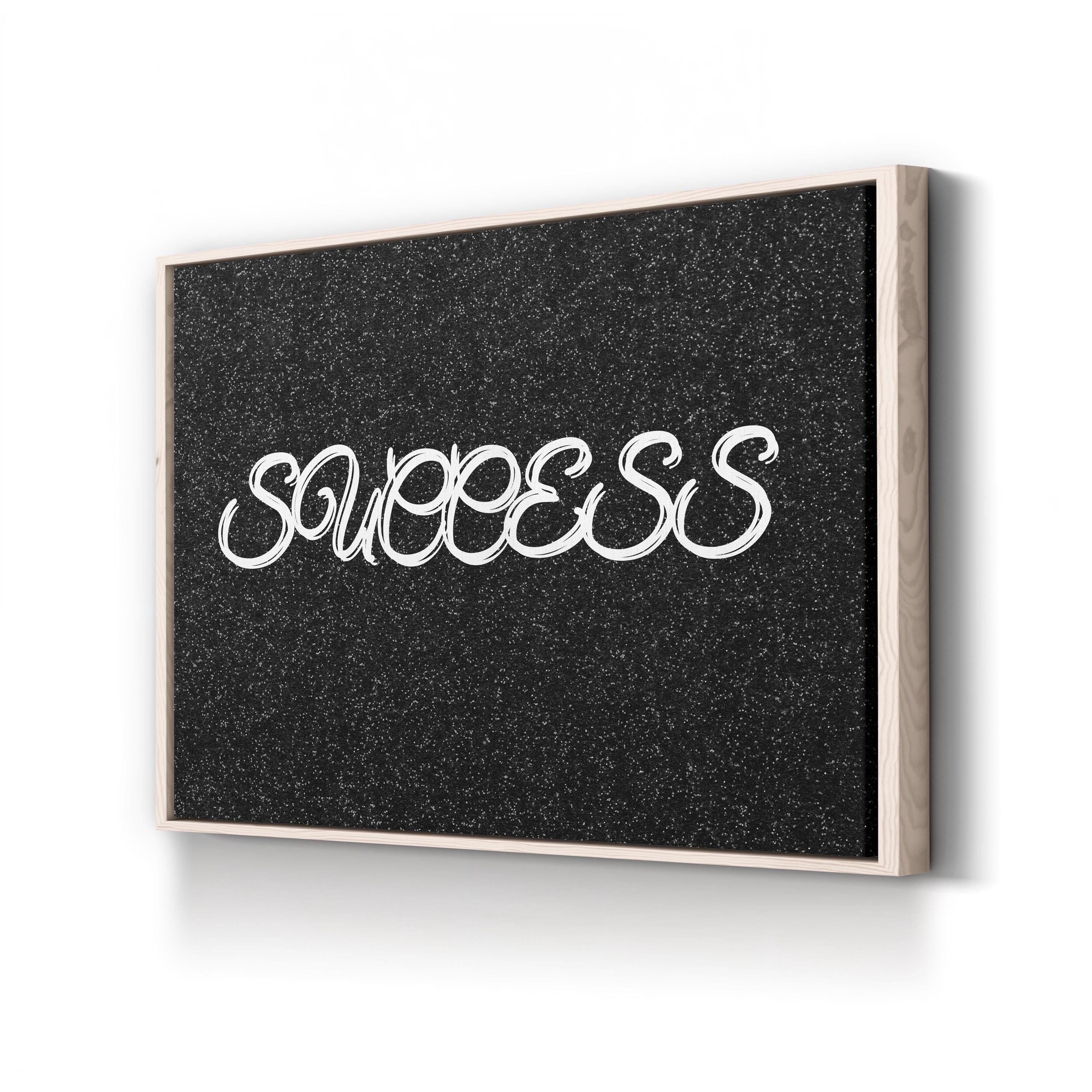 Success Calligraphy Wall Art | Black & White Inspirational Typography Canvas