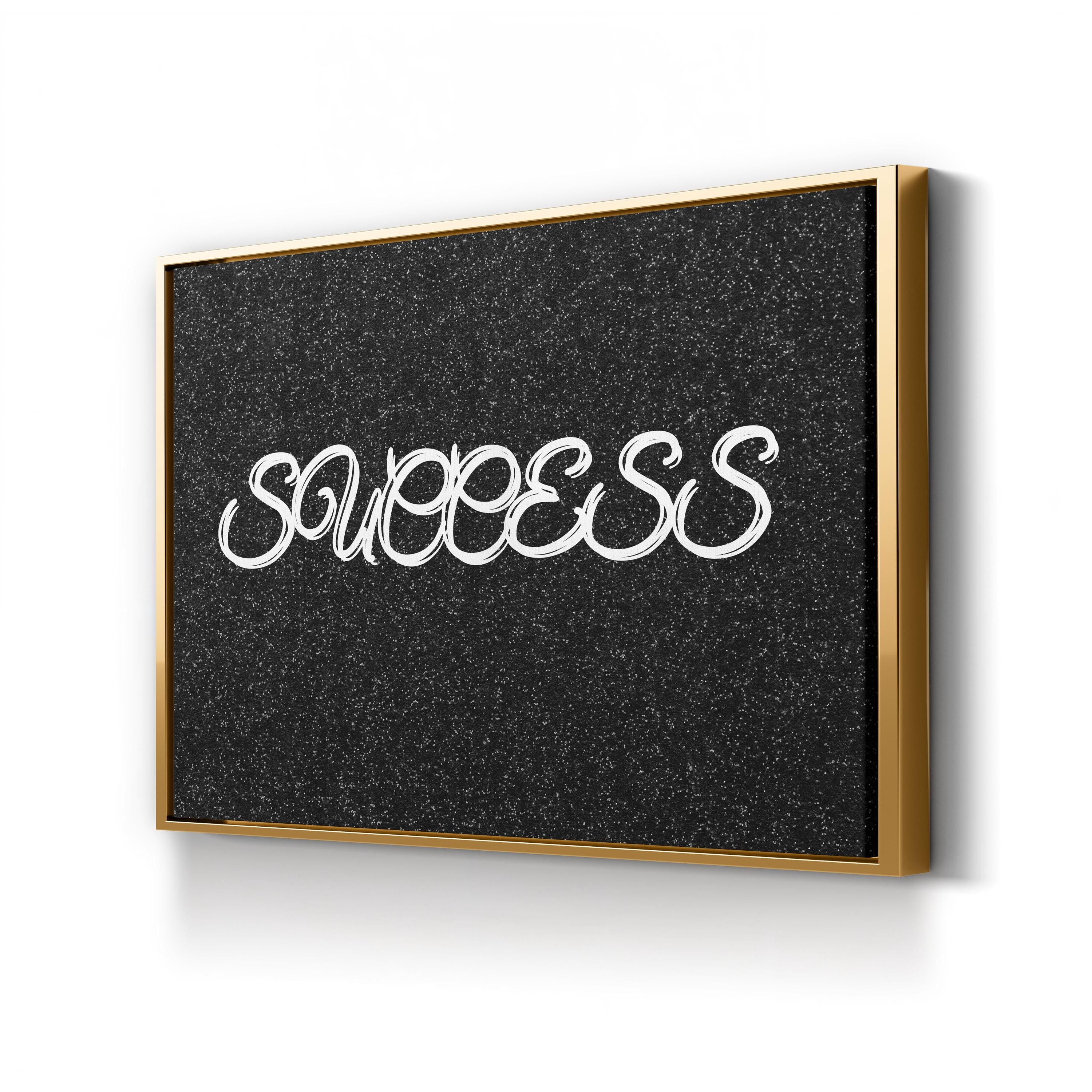 Success Calligraphy Wall Art | Black & White Inspirational Typography Canvas