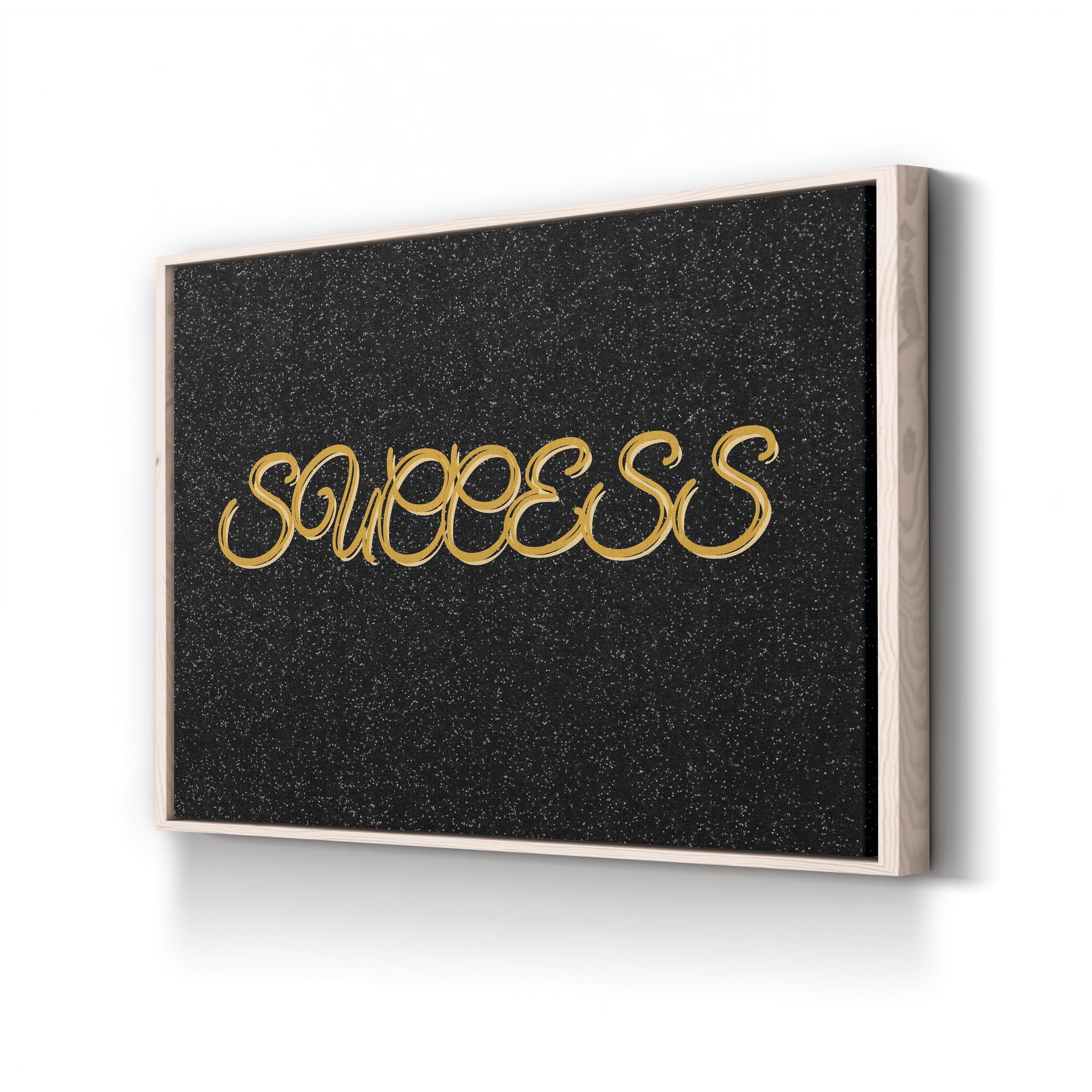 Success Calligraphy Wall Art | Black & Gold Inspirational Typography Canvas