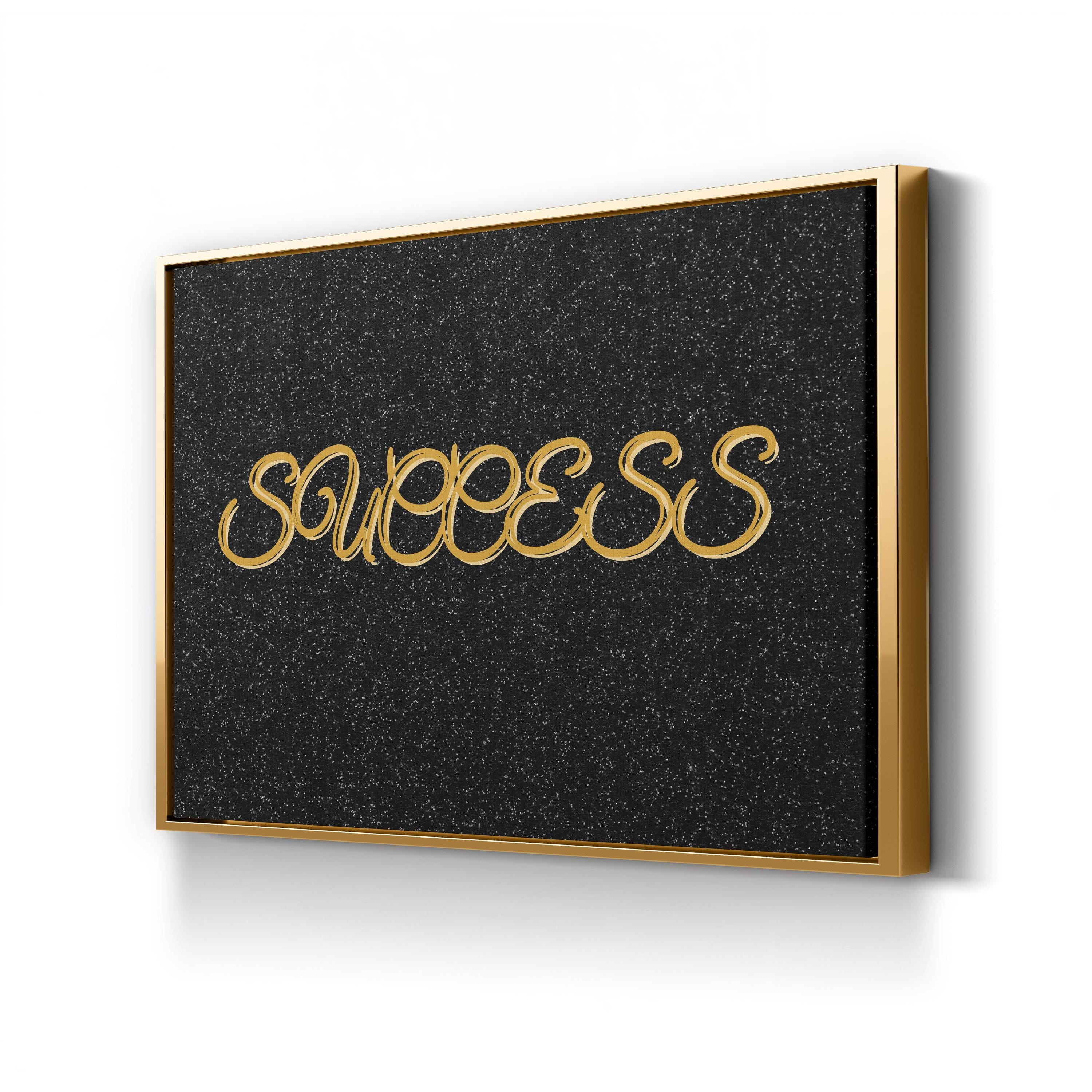 Success Calligraphy Wall Art | Black & Gold Inspirational Typography Canvas