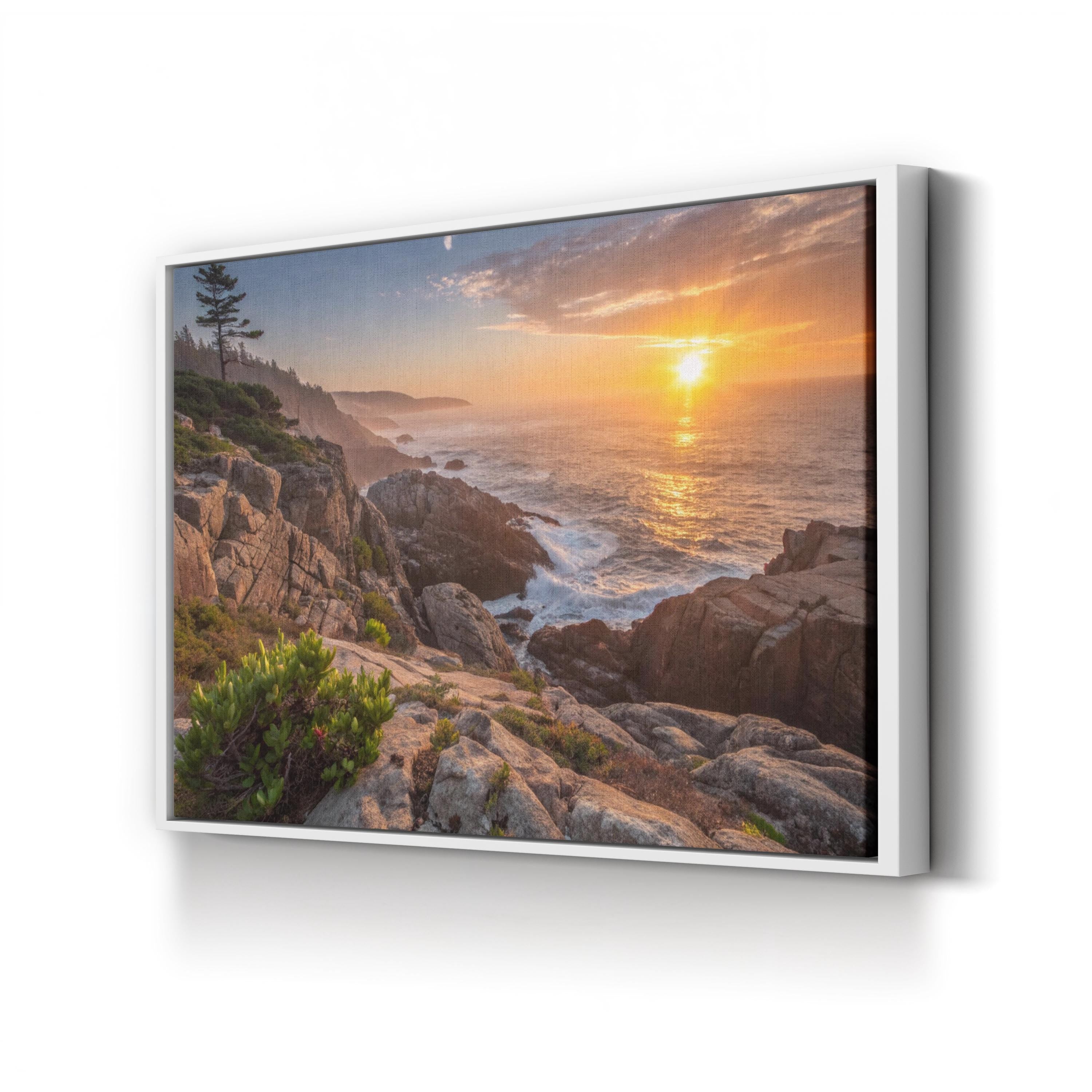 Framed Ocean Sunset – Vintage Photography Wall Art | Coastal Seascape Canvas Print