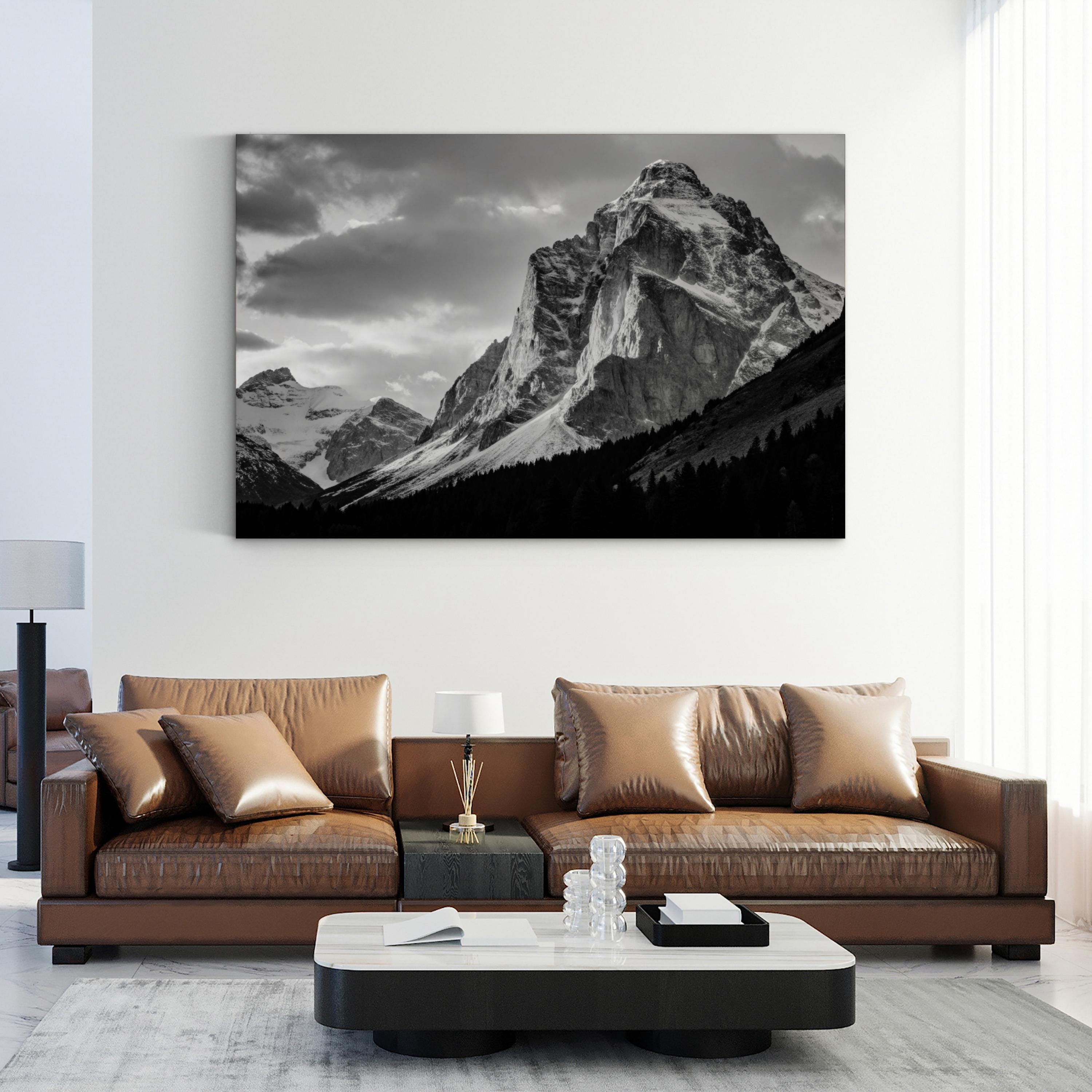 Majestic Mountain Peak – Vintage Photography Wall Art | Black & White Landscape Canvas Print