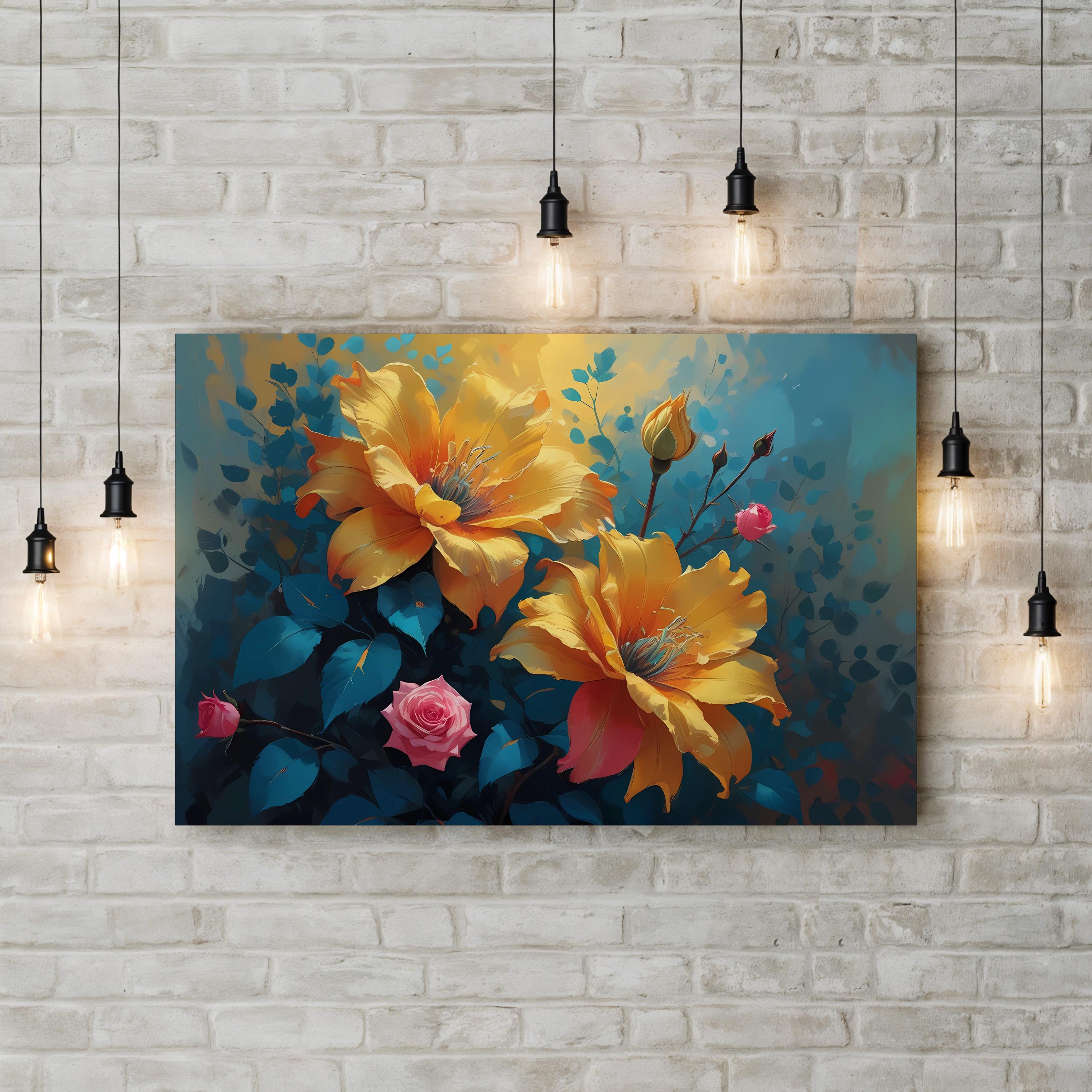 Yellow Roses – Period Illustration Wall Art | Floral Bouquet Canvas Print
