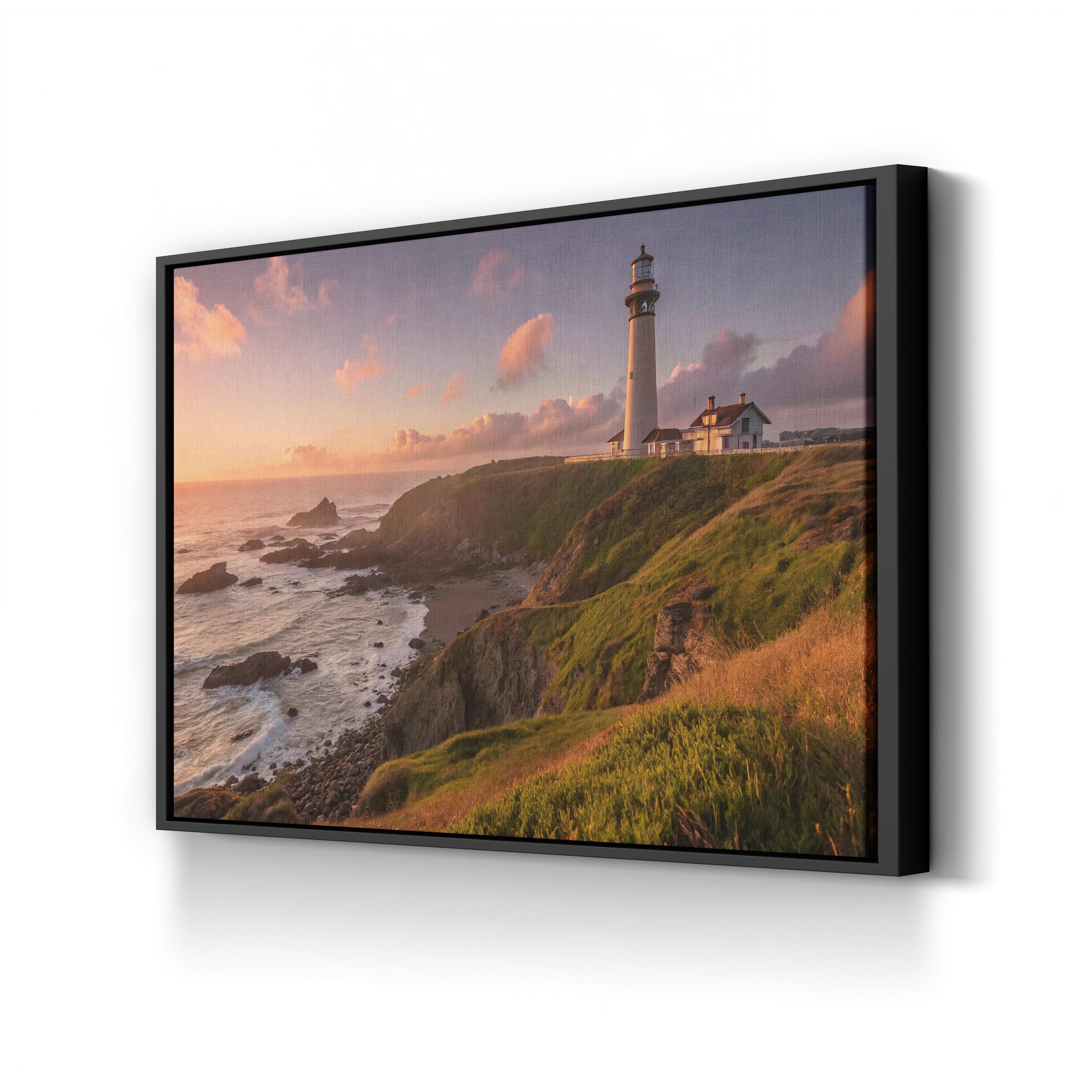 Pigeon Point Lighthouse Sunset Canvas Art – Coastal Landscape Print