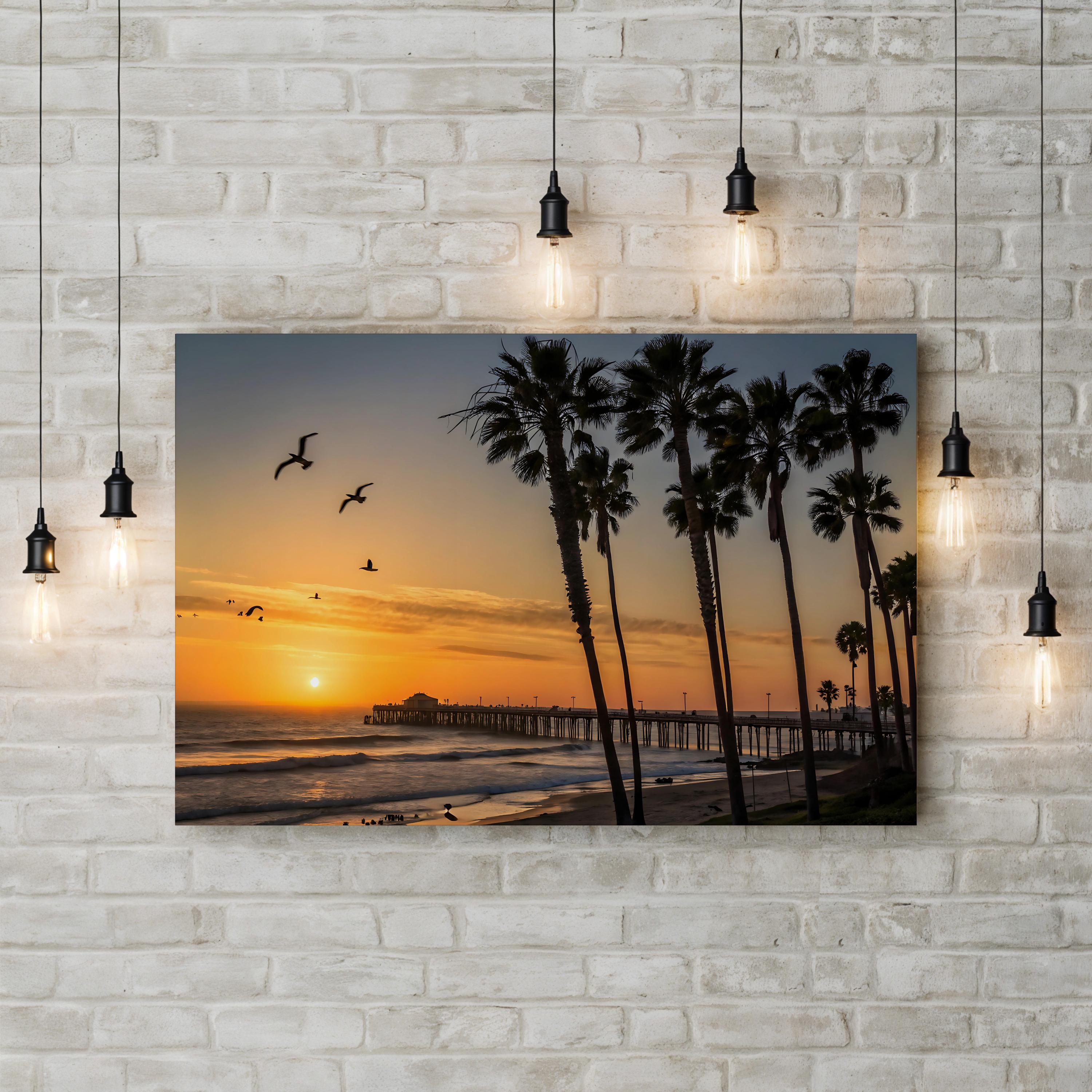 Tropical Sunset Canvas Art – Palms, Beach, Ocean View