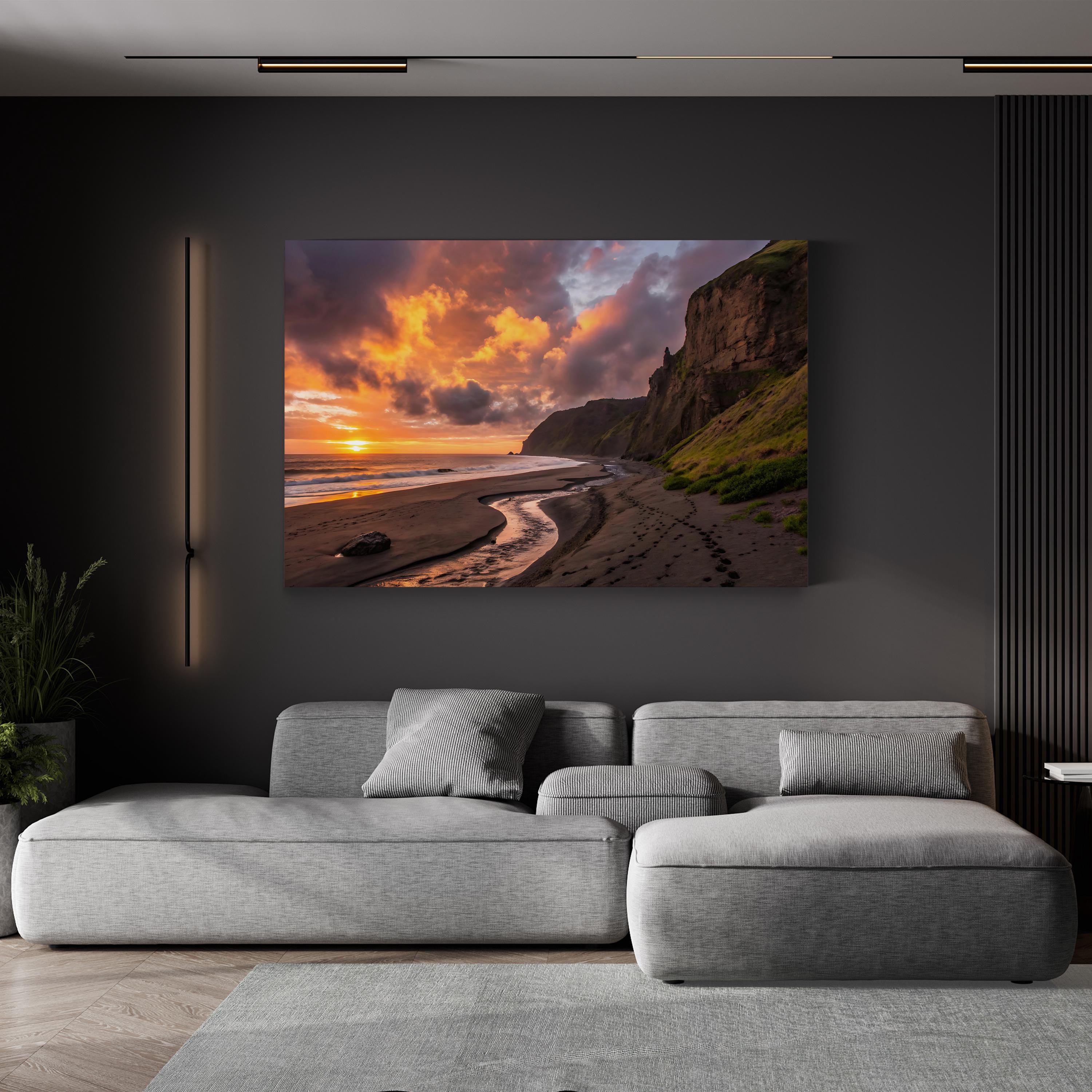 Coastal Sunset Cliff Seascape in Oregon: Shoreline Landscape Photography