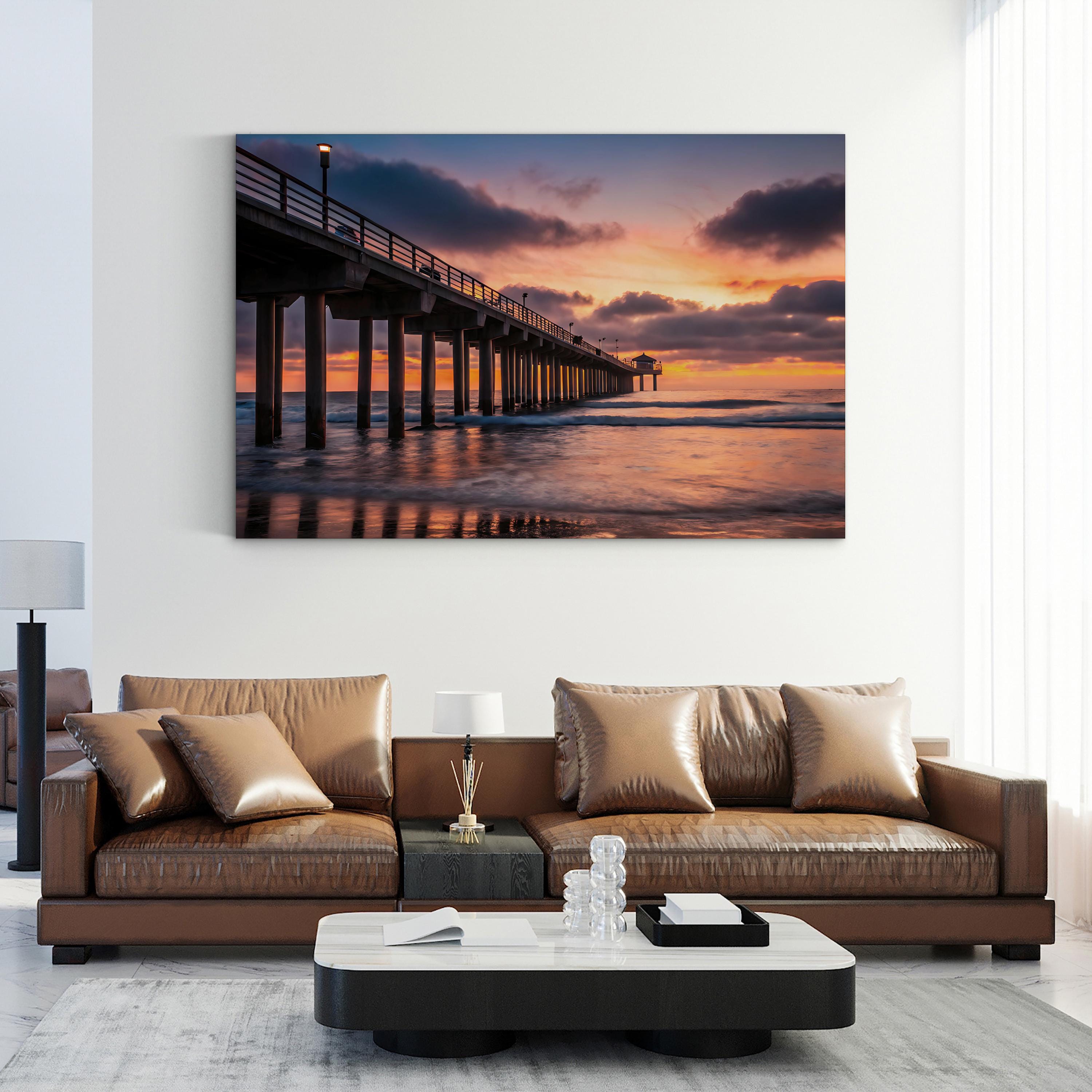 Sunset Dream, Oceanside Pier, Oceanside, California Canvas Print: Coastal Beach House Decor