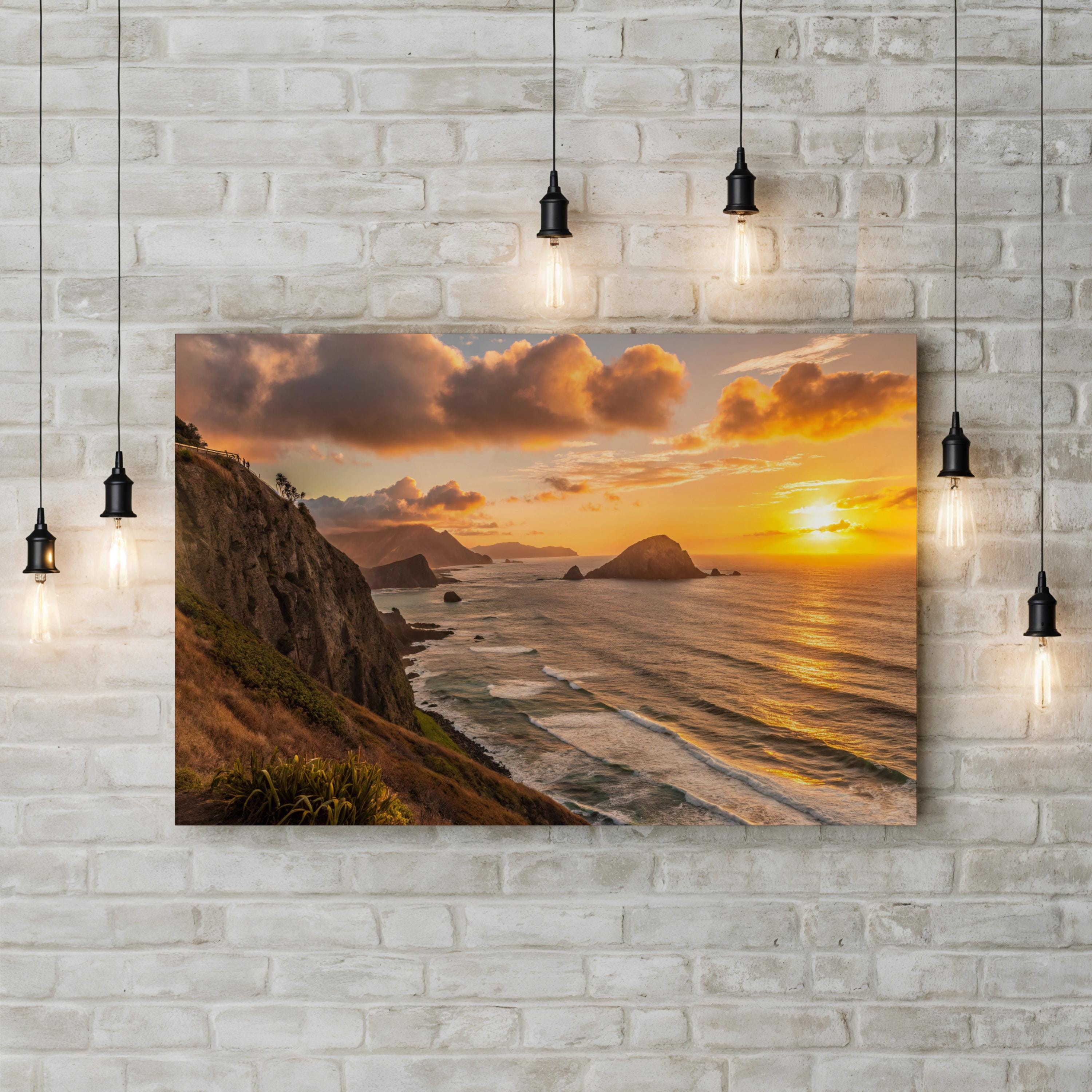 Sunset Vista Canvas Print – Coastal Landscape Framed Wall Art