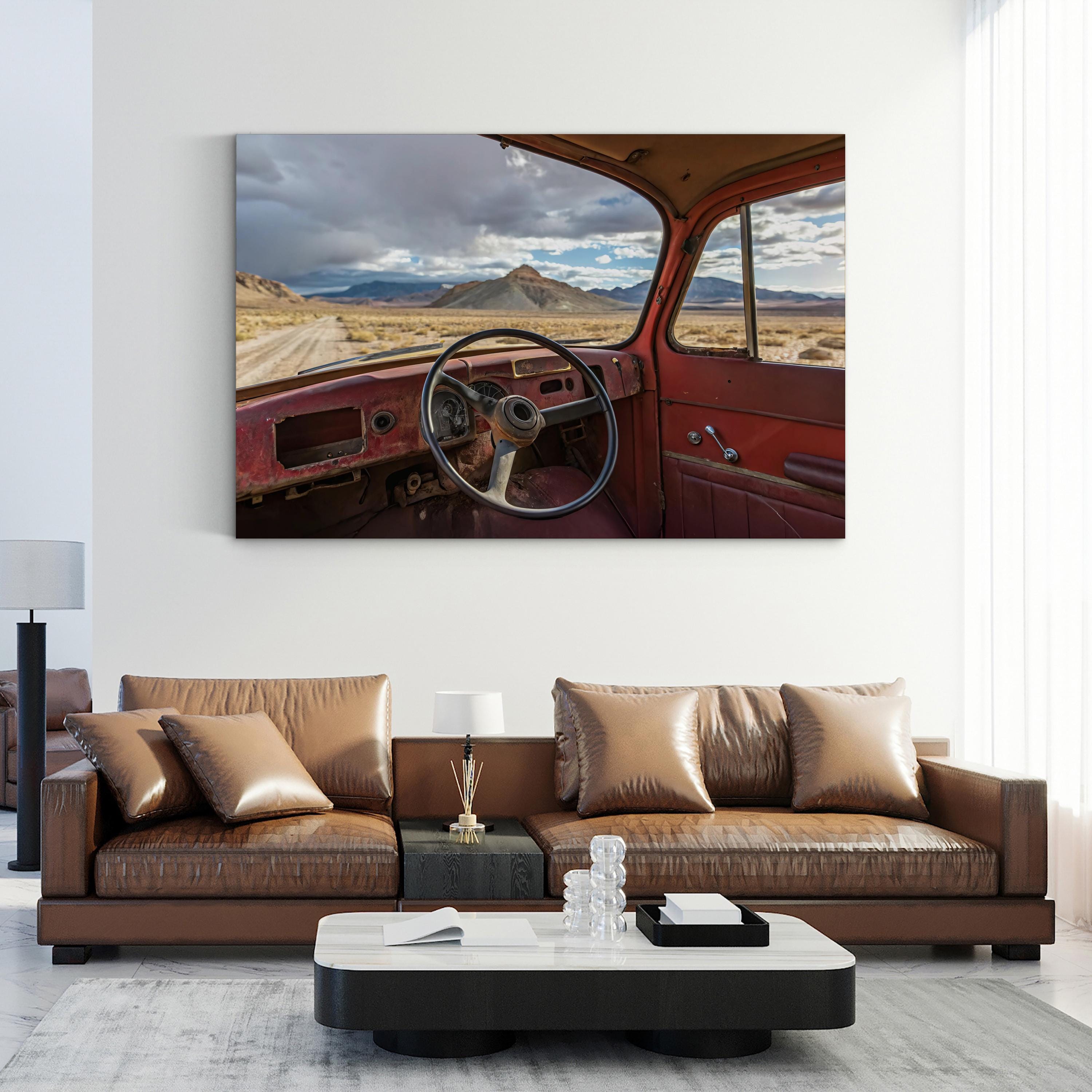 Vintage Car Desert View – Vintage Photography Wall Art | Classic Automobile Canvas Print