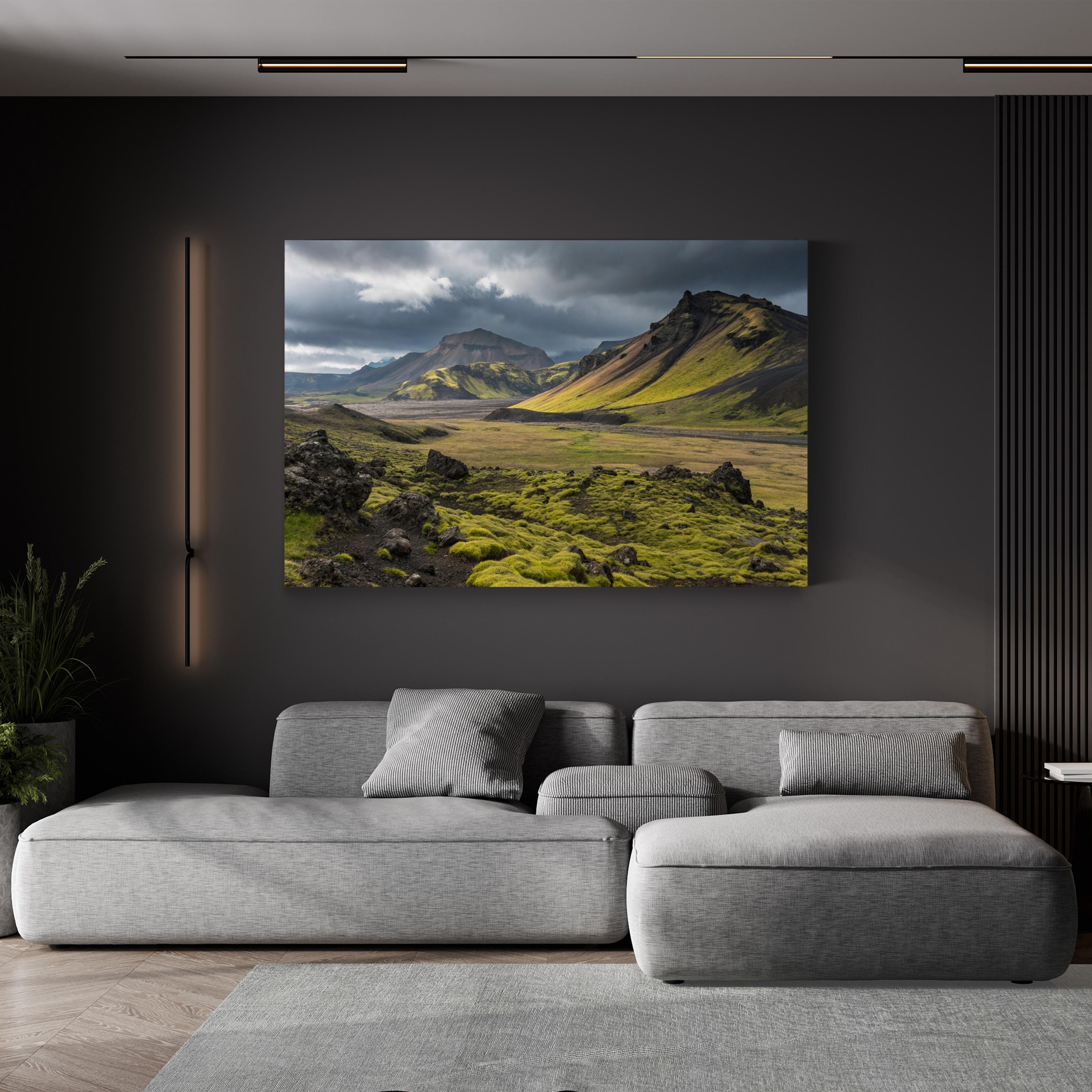 Iceland Moss-Covered Terrain – Vintage Photography Wall Art | Rugged Landscape Canvas Print