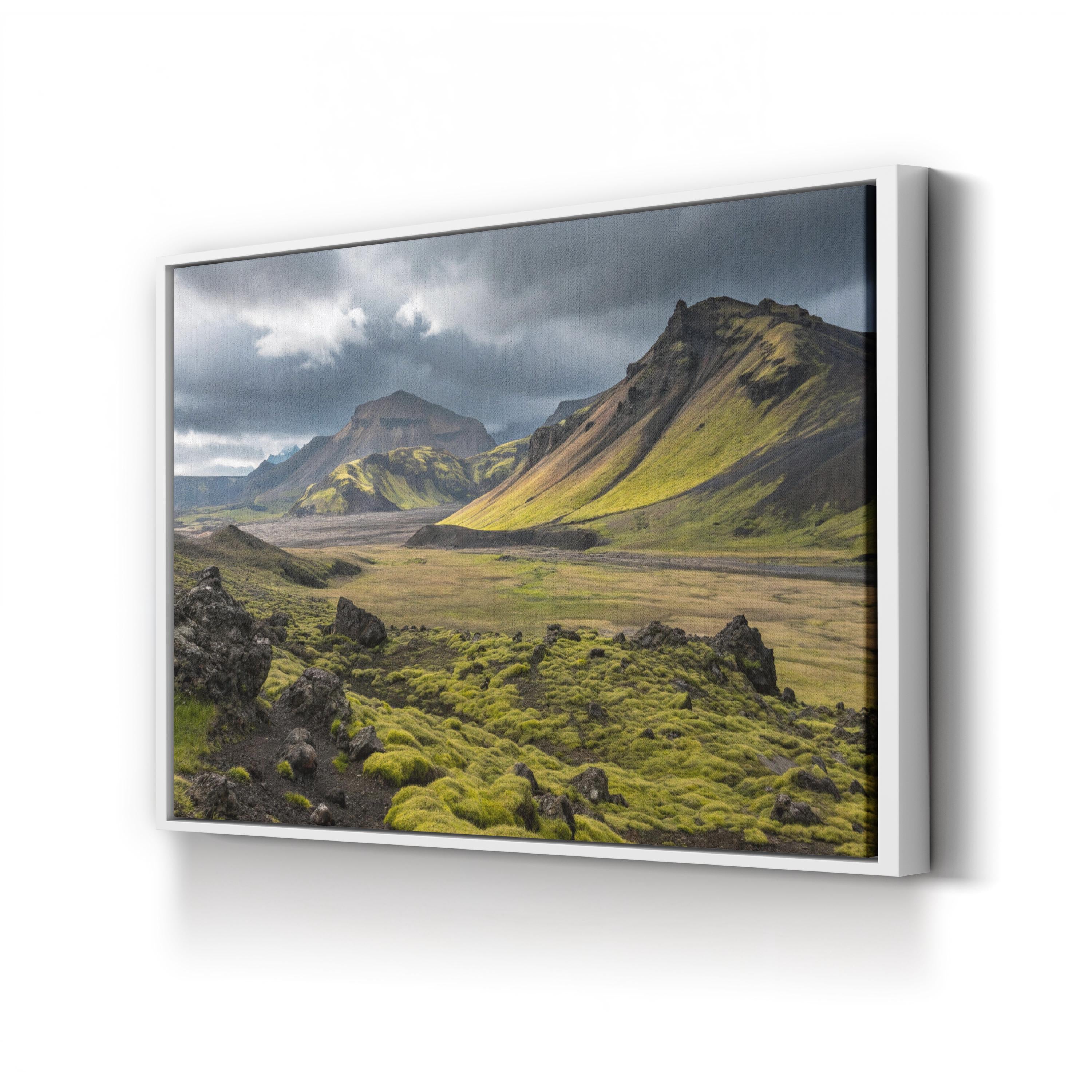 Iceland Moss-Covered Terrain – Vintage Photography Wall Art | Rugged Landscape Canvas Print
