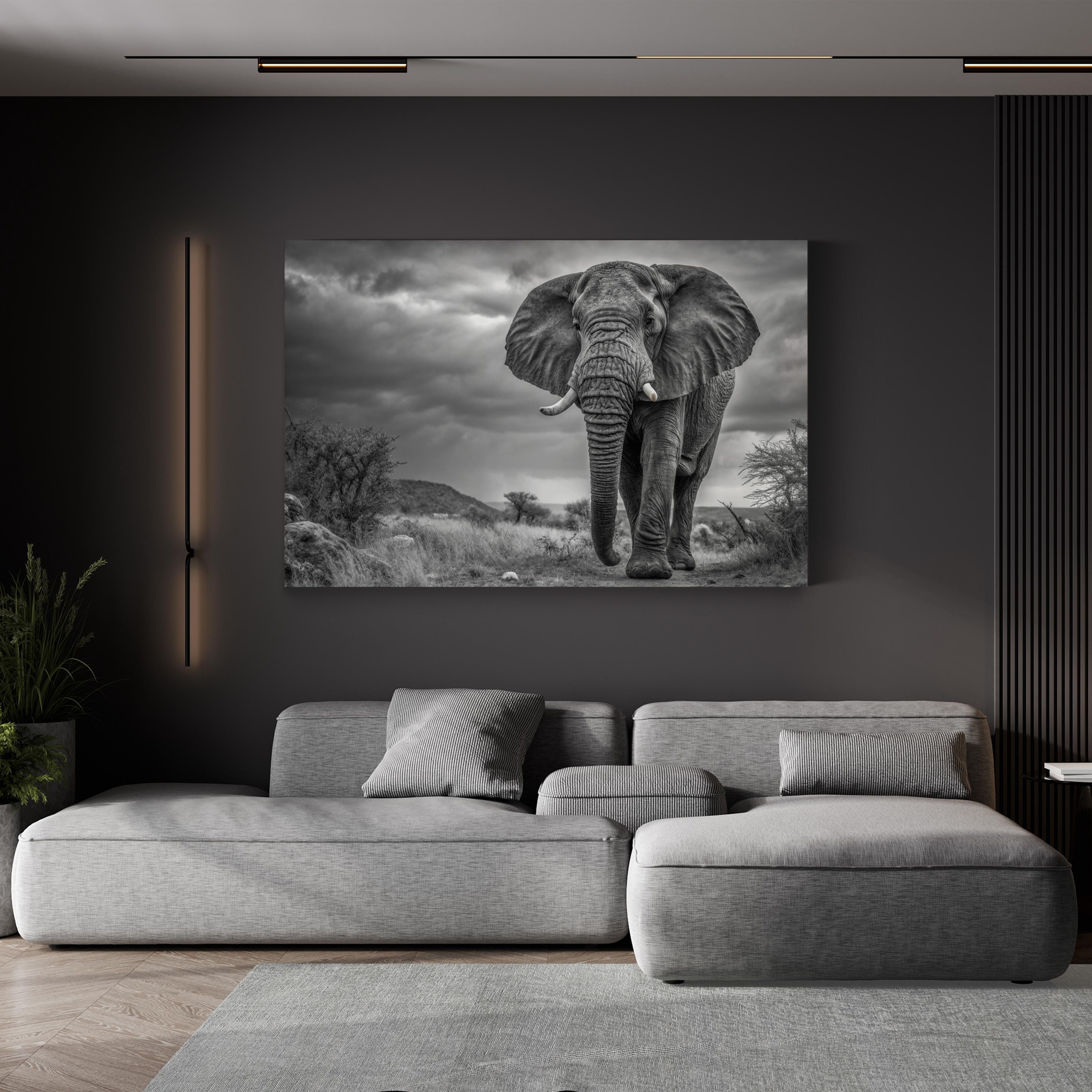 Elephant Natasha B&W Canvas – Modern Wildlife Wall Art