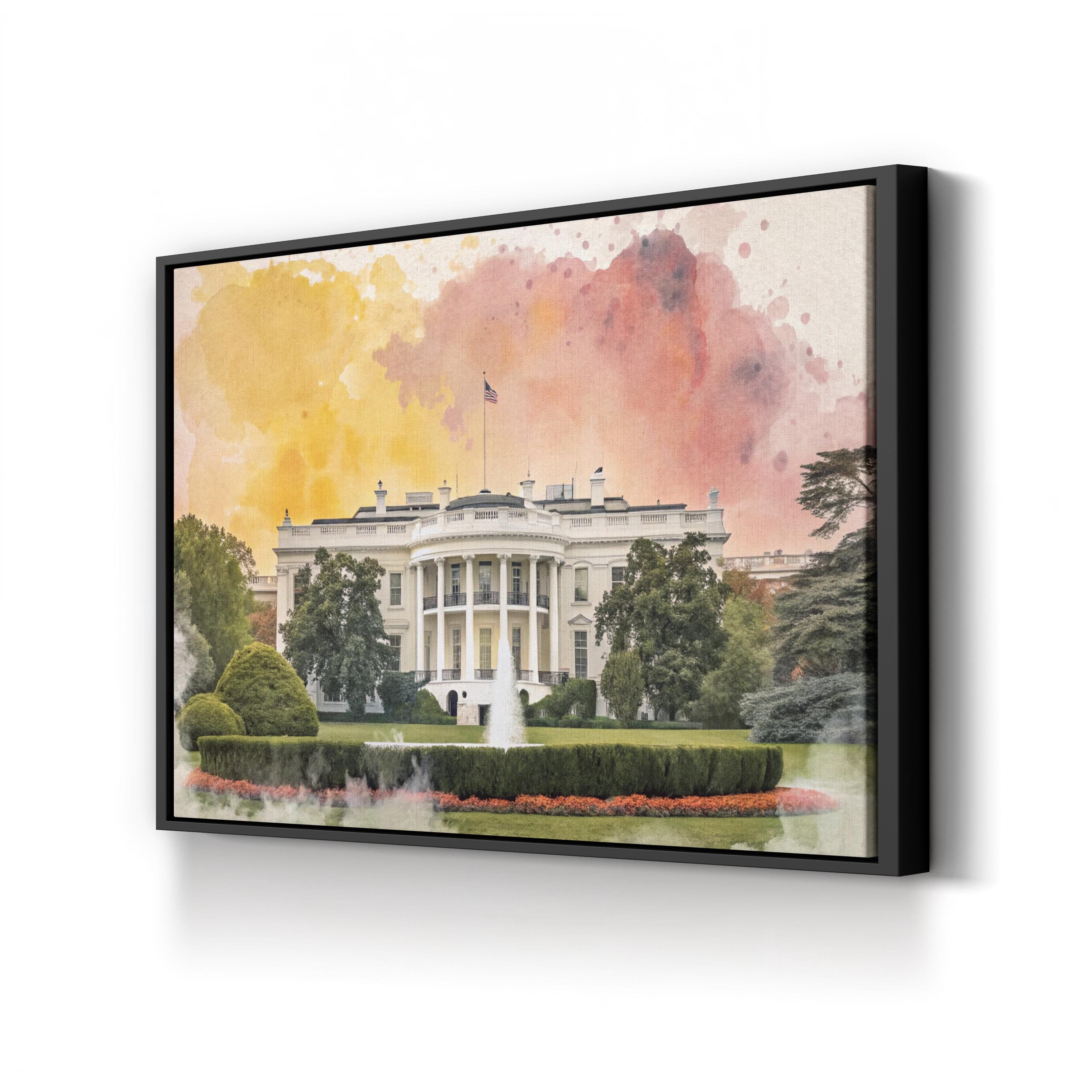 White House Washington DC – Period Illustration Wall Art | Architecture Canvas Print