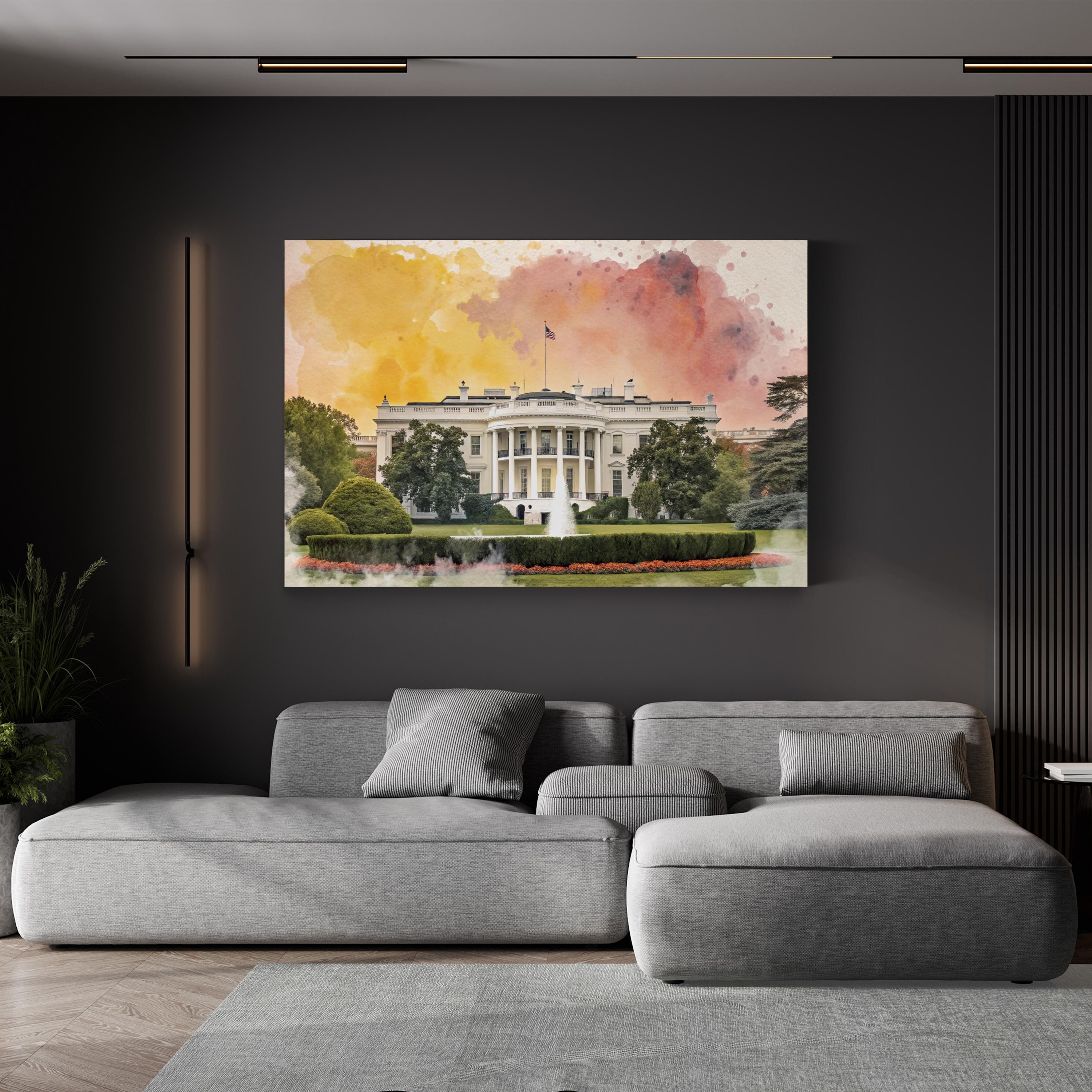 White House Washington DC – Period Illustration Wall Art | Architecture Canvas Print
