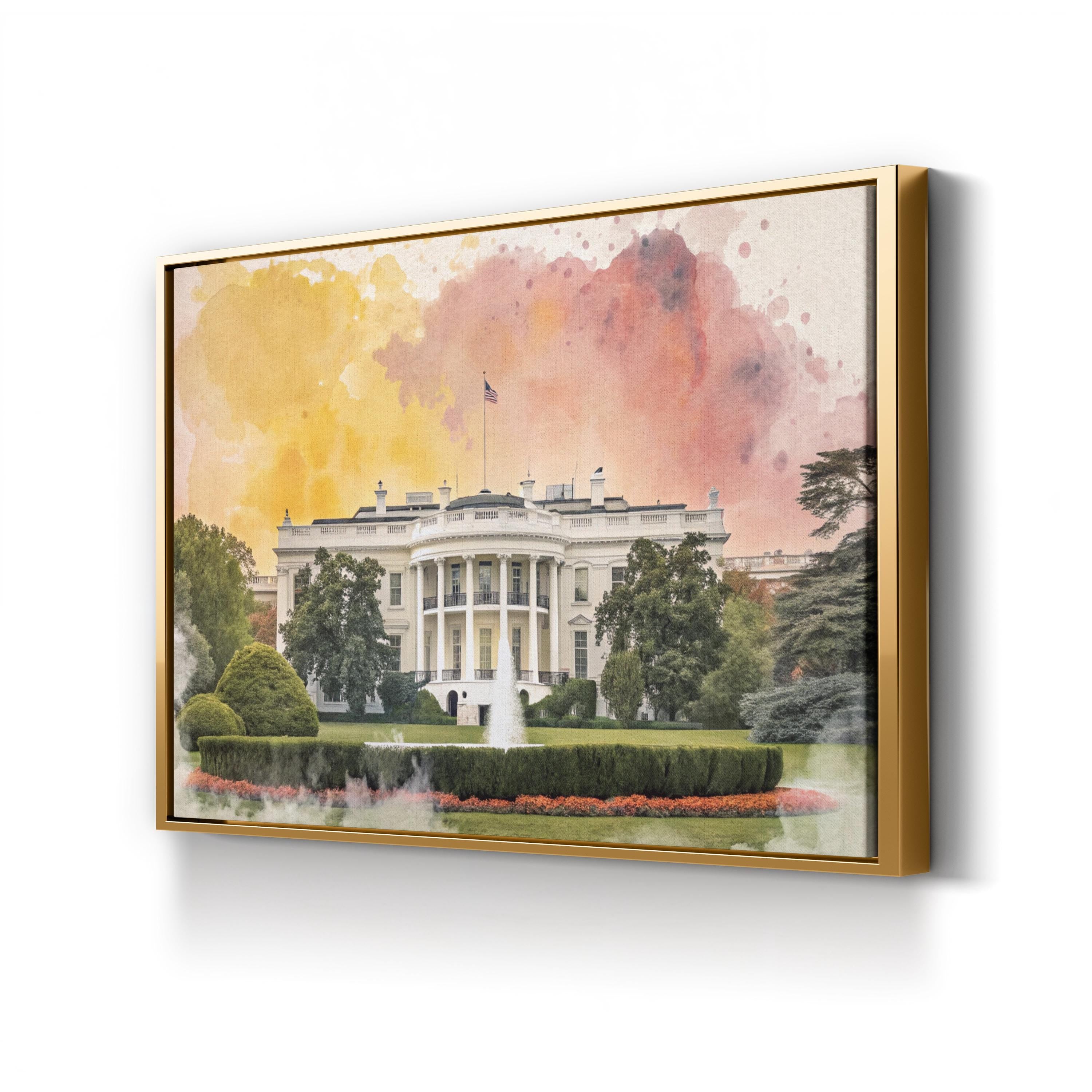 White House Washington DC – Period Illustration Wall Art | Architecture Canvas Print